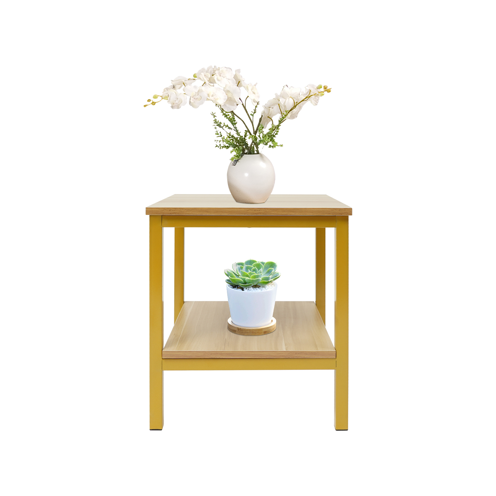 Nachtkastje, salontafel, opbergplank 45x42x42CM - E1-kwaliteit plaatmateriaal met hoge dichtheid + koolstofstaal