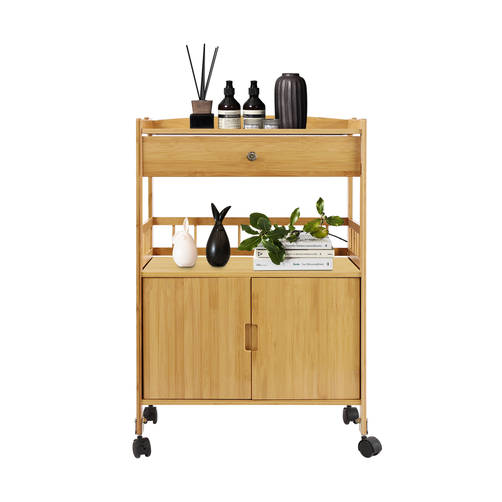 52*30*80cm Trolley, ladekast, opbergkast met wielen, gebruikt in keukens, restaurants en woonkamers