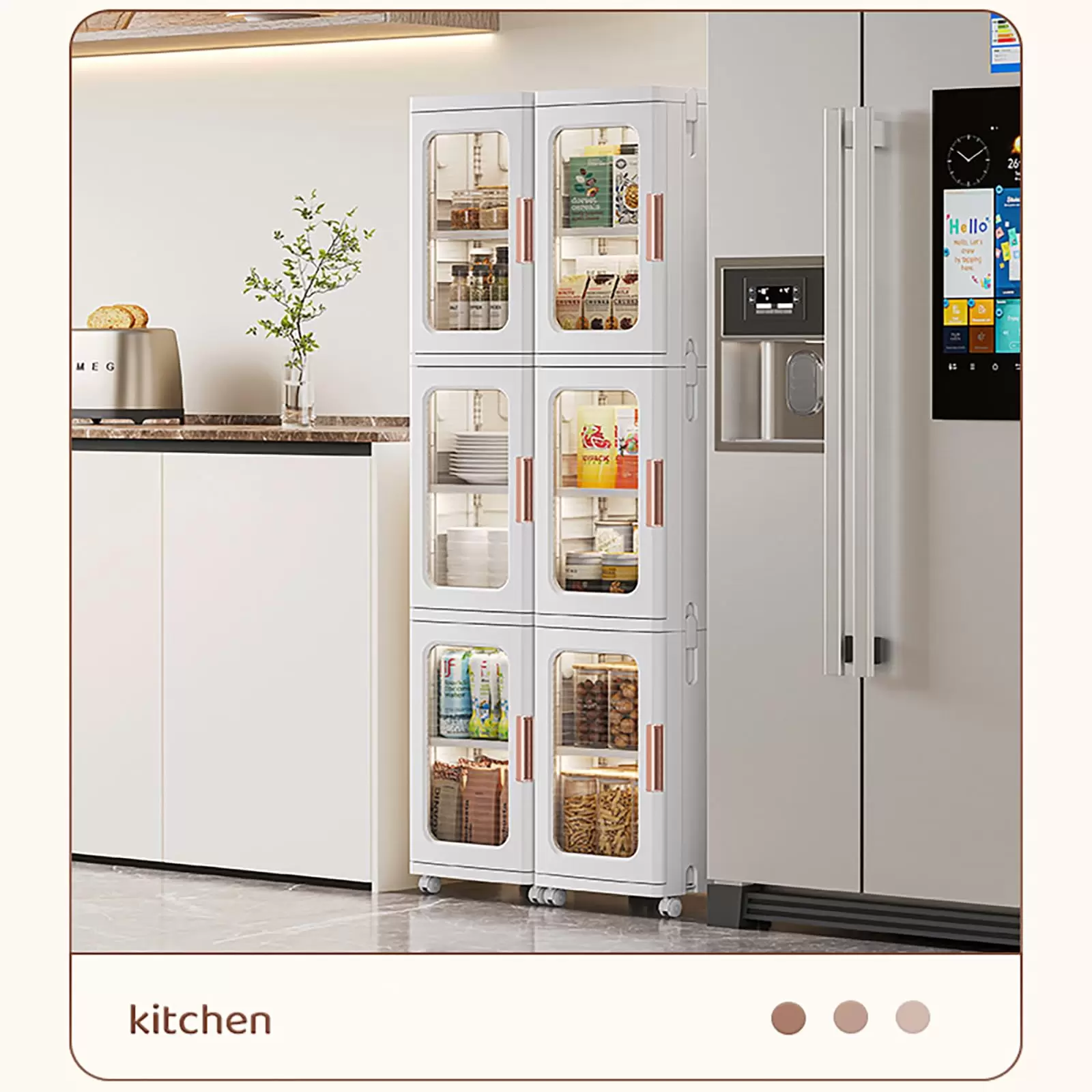 CNCEST 24.5X28.5X126cm Kunststoffschrank 3 Etagen Aufbewahrungsschrank Kunstoffschränke Haushaltsschrank