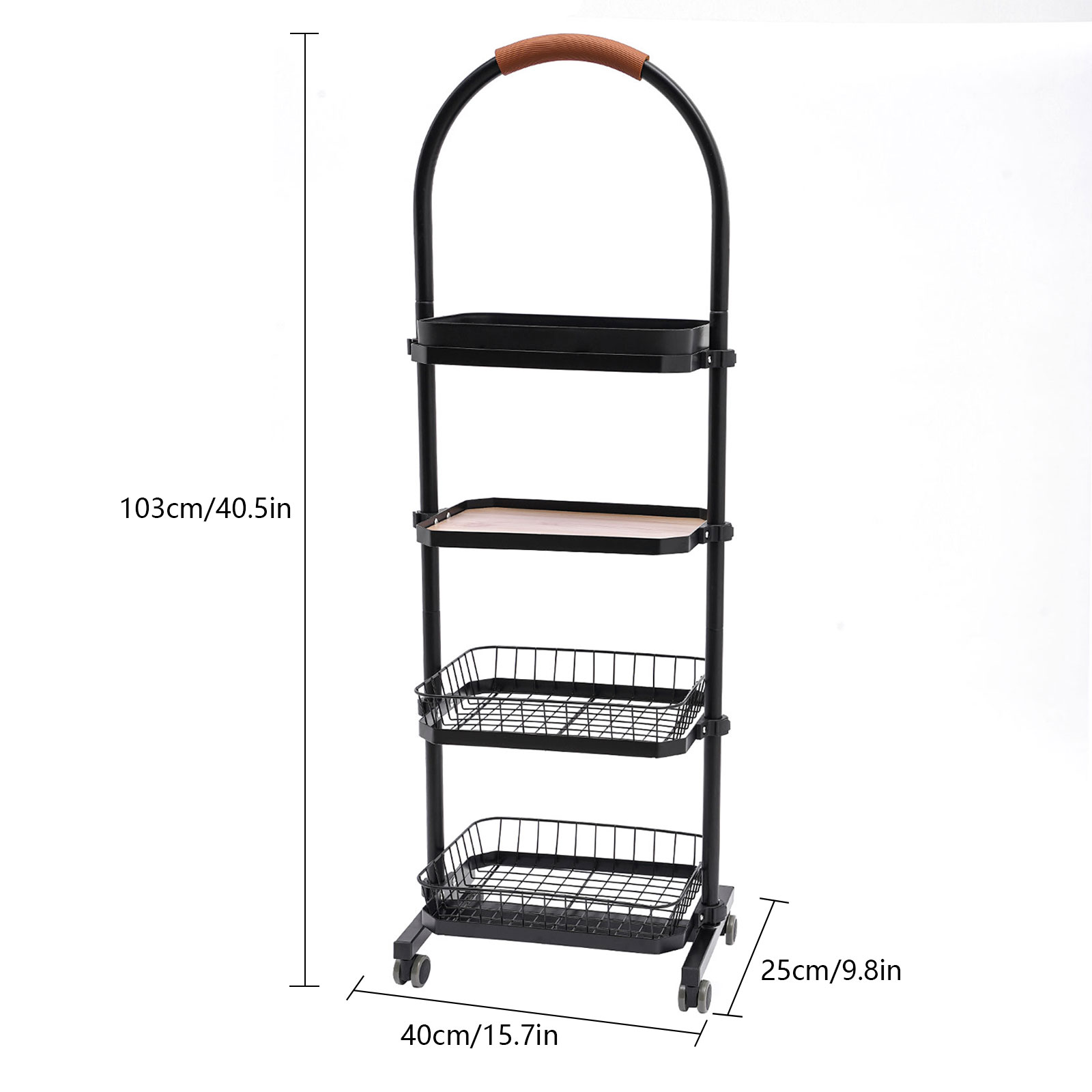 CNCEST Lagerregal 4-stufiges Bewegliches Lager Regal Stand Regal Schwarz