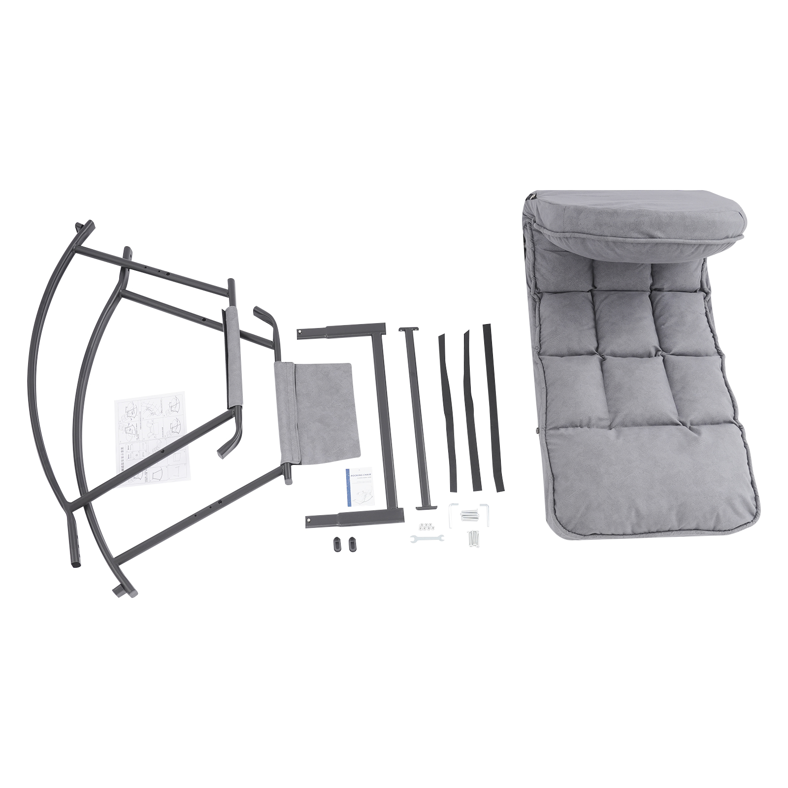 3 Levels Adjustable Rocking Chair, Rocking Chair with Comfortable Padded Seat, Adjustable Lounge Chair