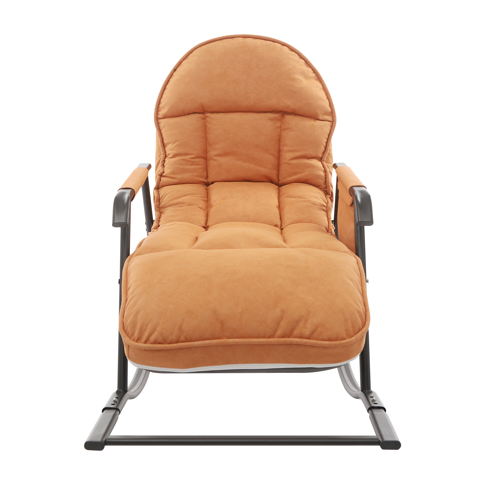 3-position Adjustable Footrest Rocking Chair with Comfortable Padded Seat, Adjustable Lounge Chair - Orange