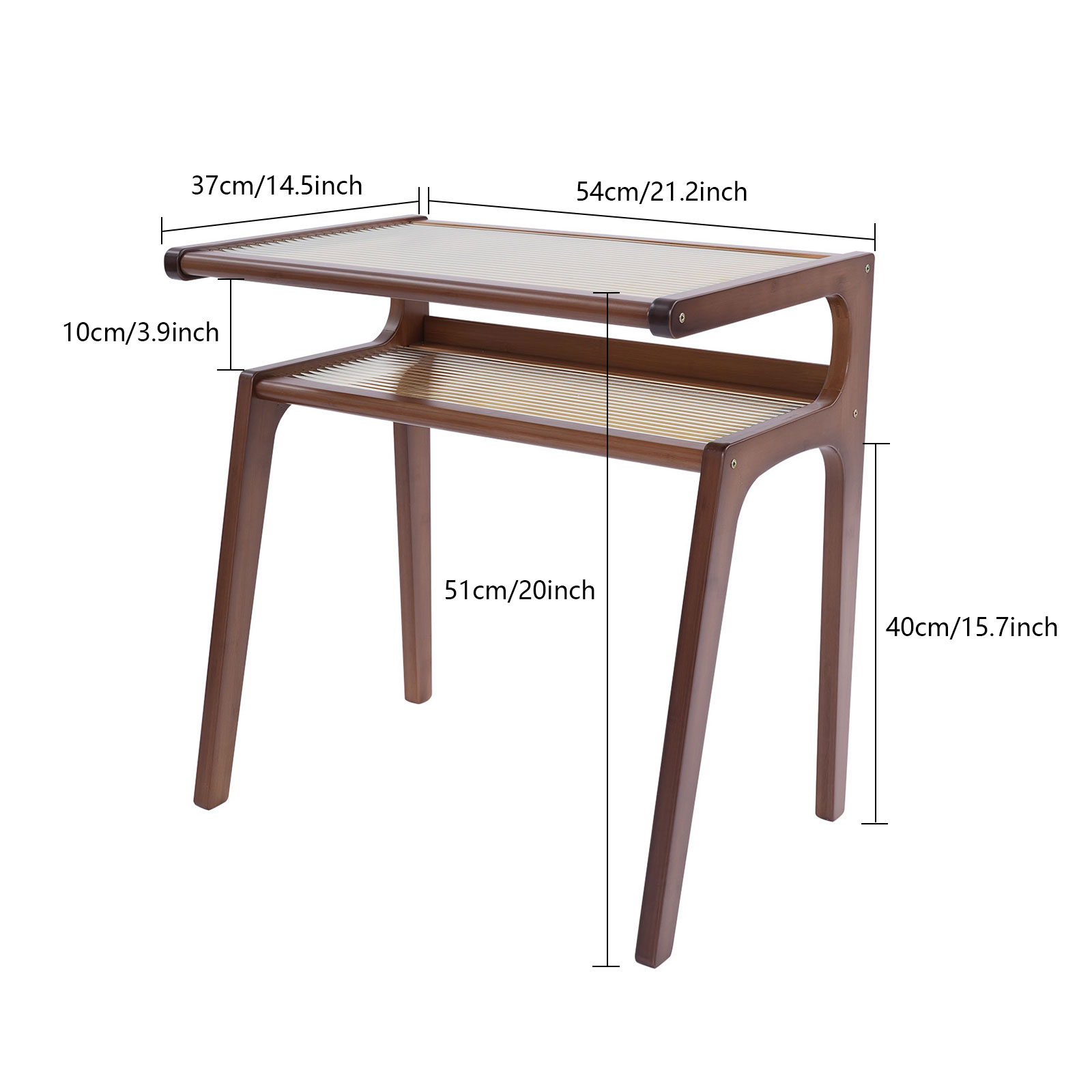 54x37x40cm Bijzettafel, Glazen Tafel, Moderne Bijzettafel met Opbergruimte voor Woonkamer, Slaapkamer