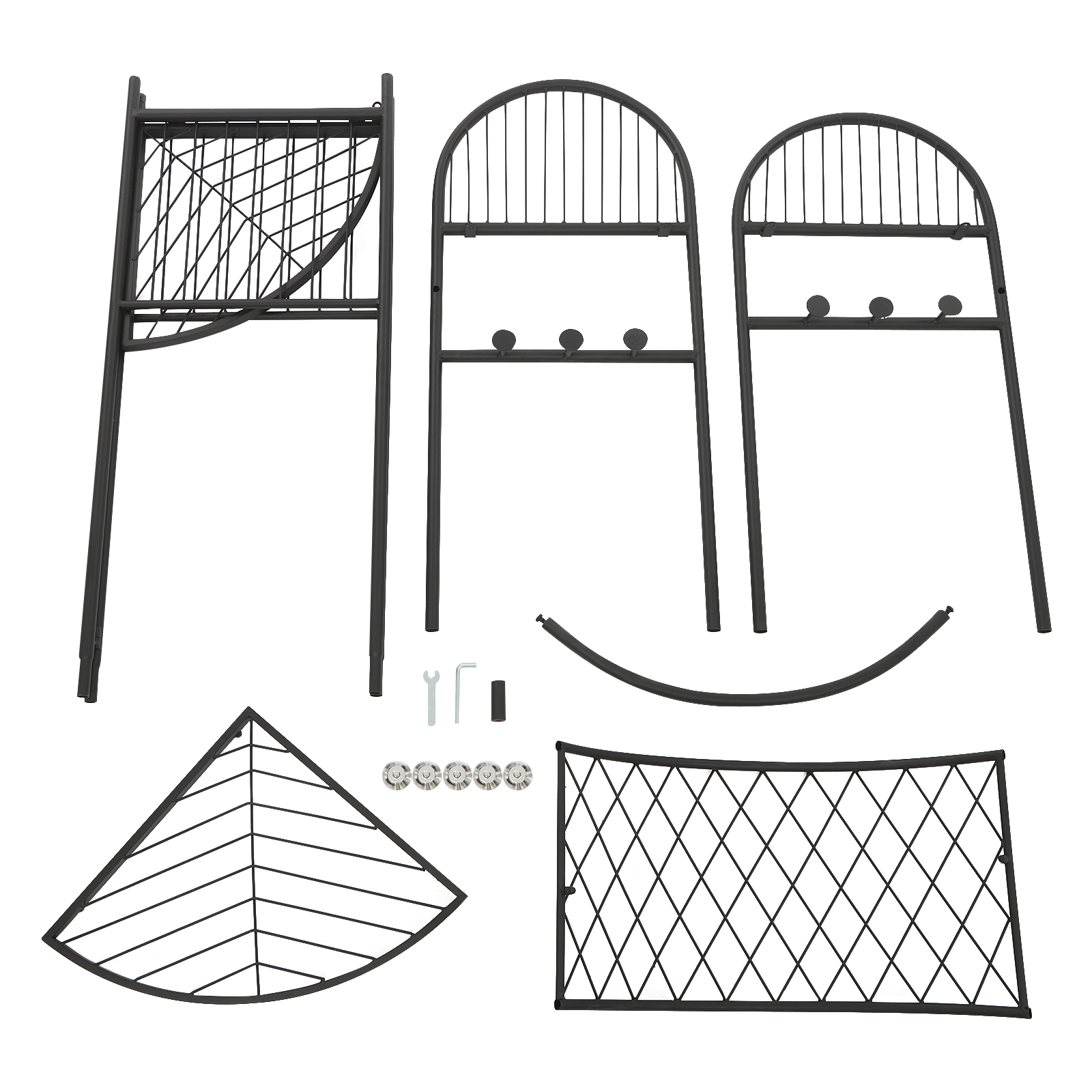 Rhombus Zwarte Hoekkapstok, Hoekkledingrek, Staande Kapstok met Opbergruimte voor Gangen, Entrees, Slaapkamers