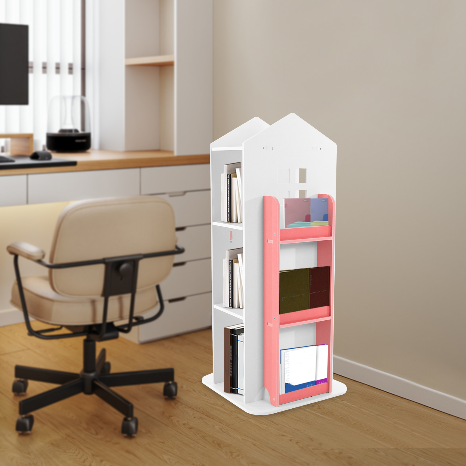 CNCEST 360° drehbares Bücherregal, Kinder-Bücherregal, drehbares Eck-Bücherregal für Kinder CNCEST 360° drehbares Bücherregal, Kinder-Bücherregal, drehbares Eck-Bücherregal für Kinder