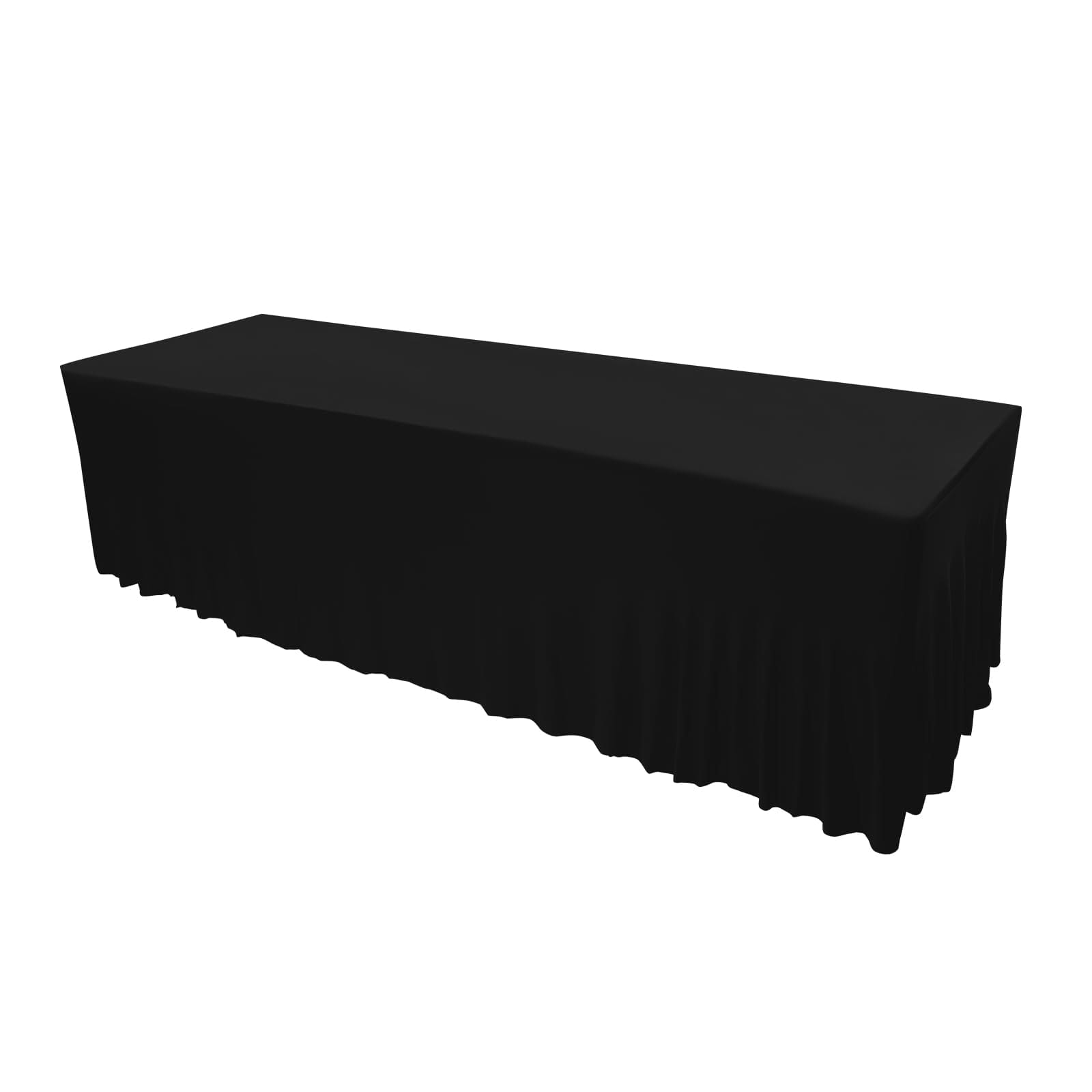 Set mit 2 rechteckigen Tischdecken mit Rüschen für Hochzeiten, Partys, Bankette, Esszimmer, 243,8 x 76,2 cm, Schwarz