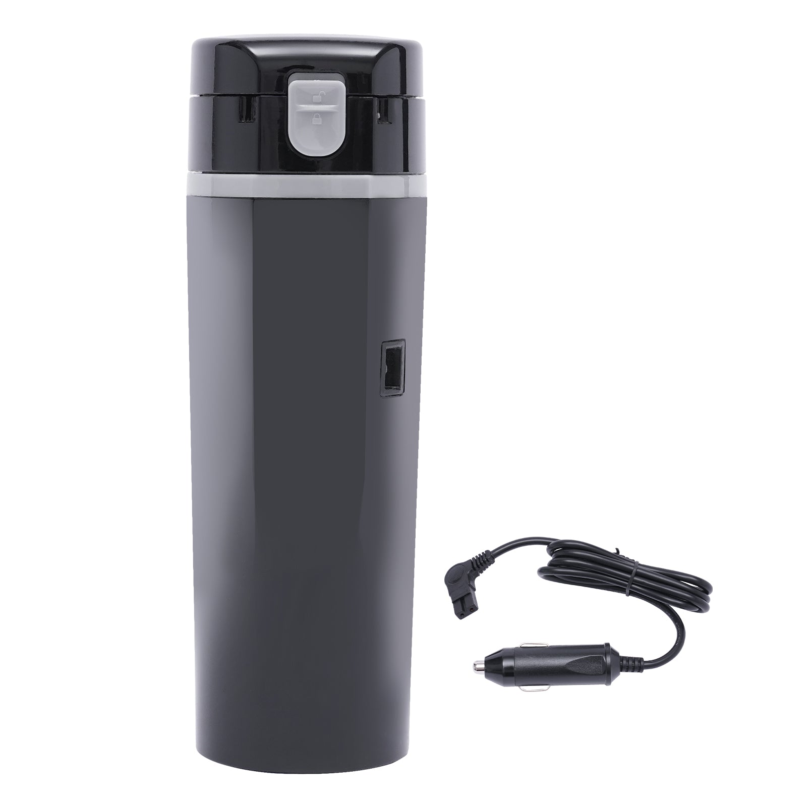 Elektrischer Reisewasserkocher 24 V/12 V für Auto/LKW, 500 ml selbsterhitzender Becher mit Anti-Rühr-Deckel, auslaufsicher, Auskleidung aus Edelstahl 304, tragbarer Kaffee-/Teebecher, bis zu 100 °C, Thermoskanne mit variabler Temperatur