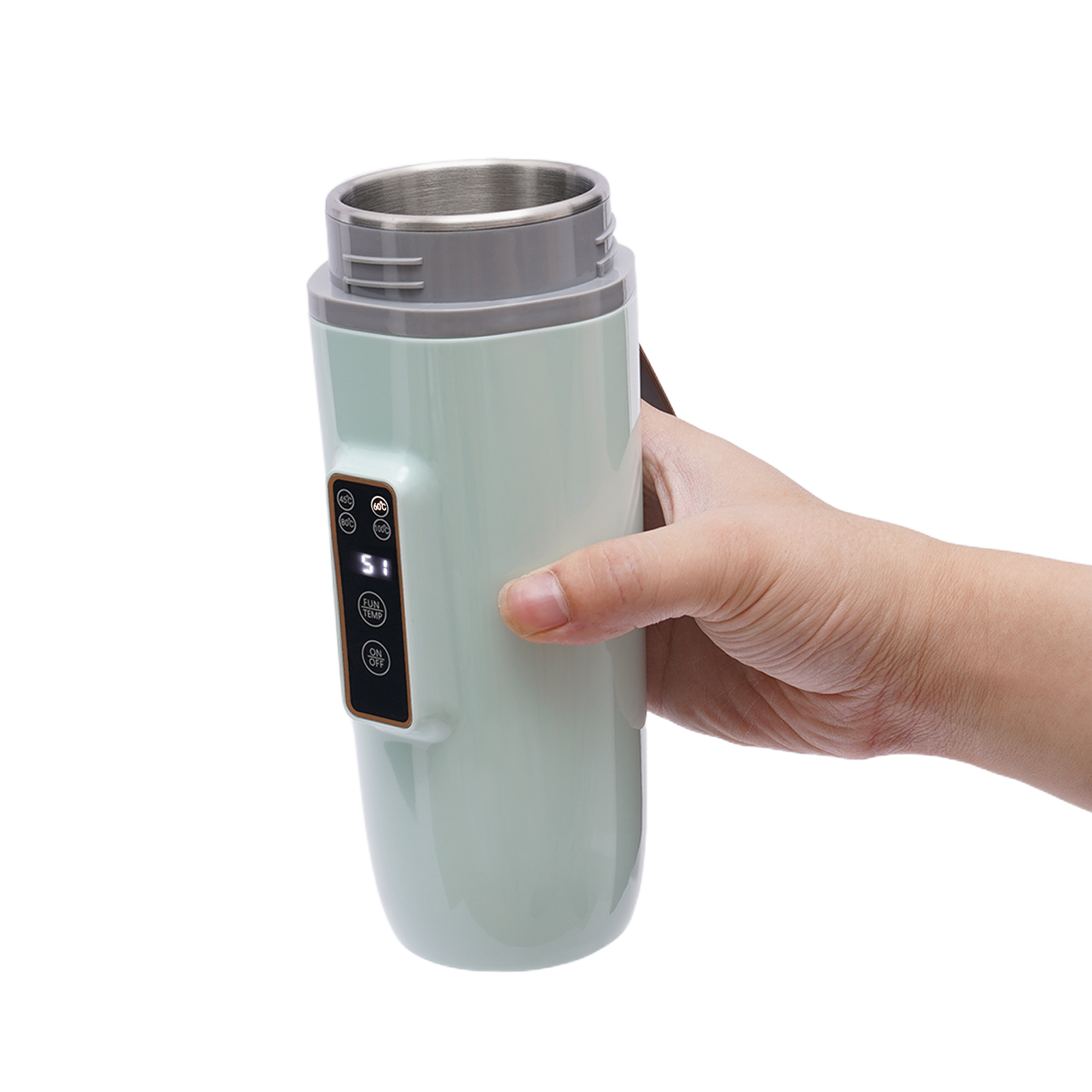 Tragbarer elektrischer Wasserkocher, 220 V, 350 ml, Schnellkochtopf, doppelt, 300 W, Thermoskanne aus Edelstahl, Grün