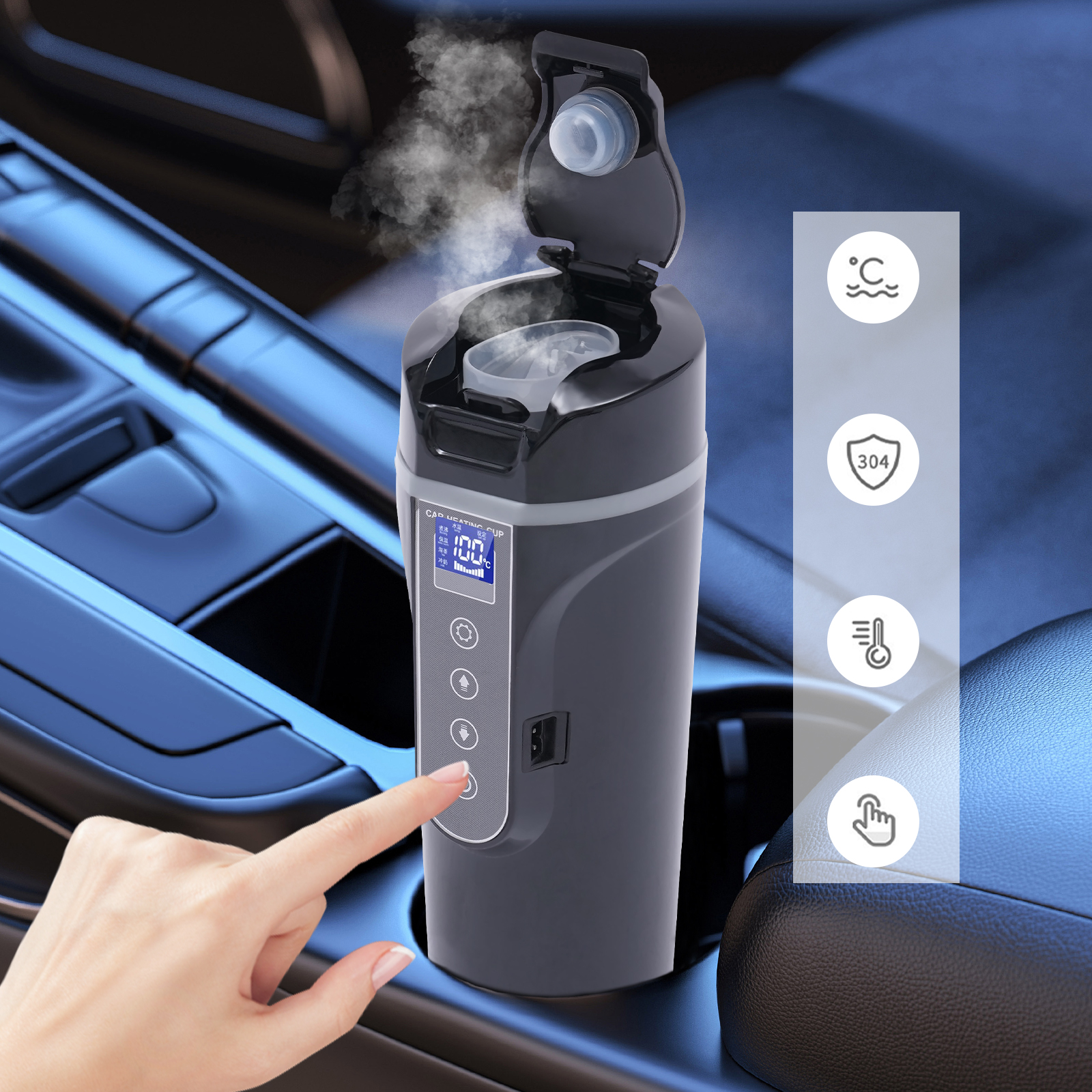 Heizbecher 12 V Auto LKW Zuhause Auto kleines elektronisches Gerät LED-Anzeige Wasserflasche