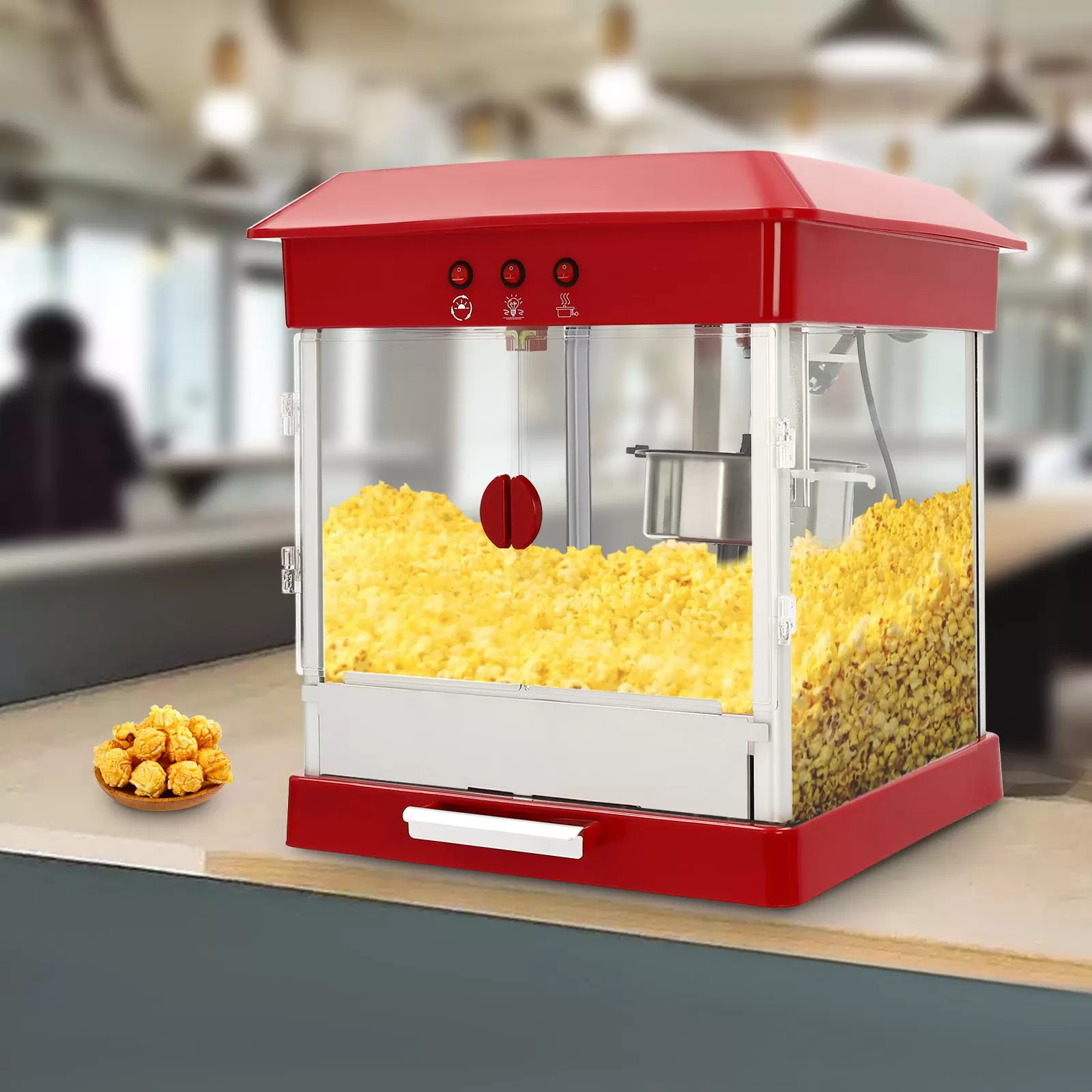 Popcornmaschine Profi Popcorn im Edelstahltopf Maispflücker 800W 220V Rot Popcornmaschine Profi Popcorn im Edelstahltopf Maispflücker 800W 220V Rot