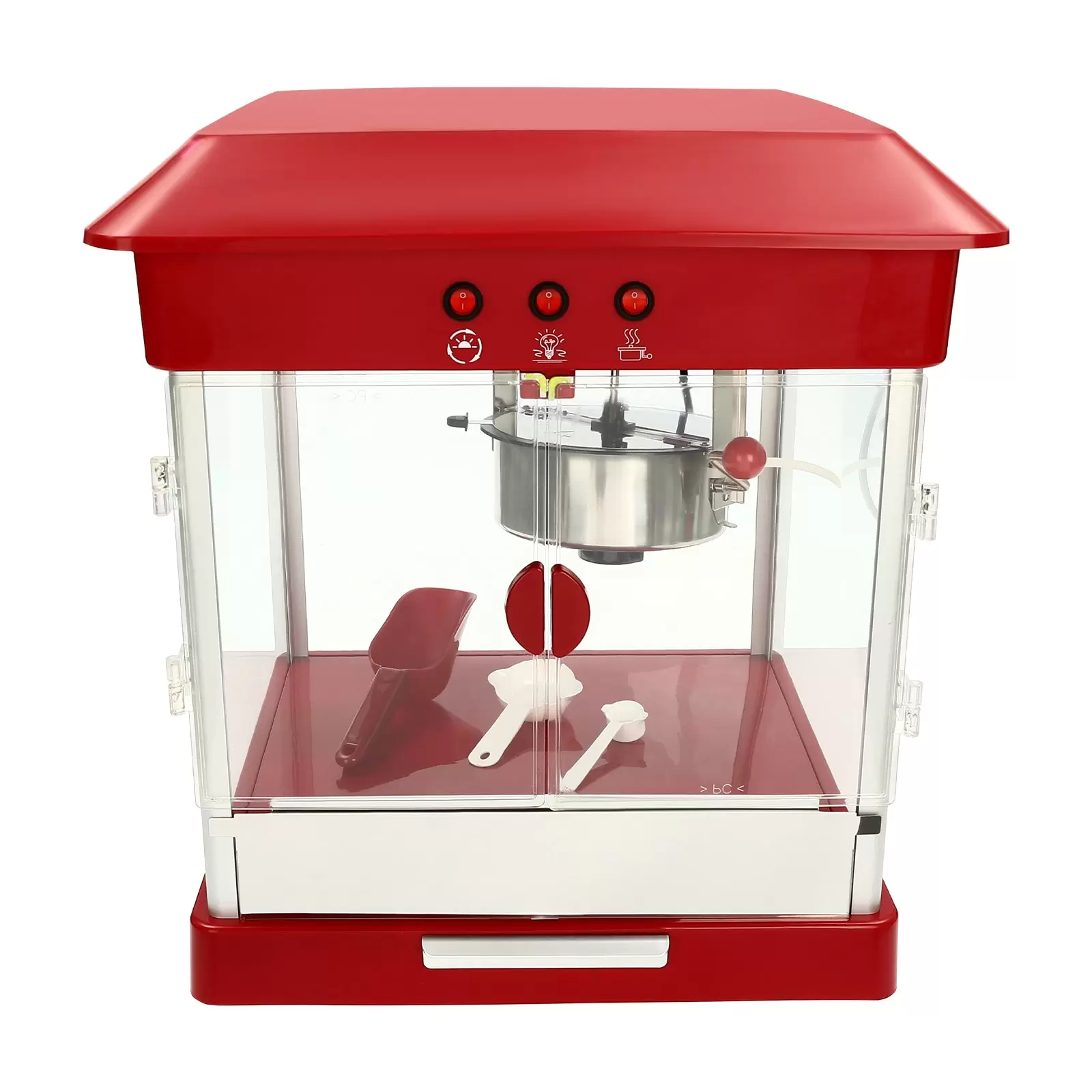 Popcornmaschine Profi Popcorn im Edelstahltopf Maispflücker 800W 220V Rot