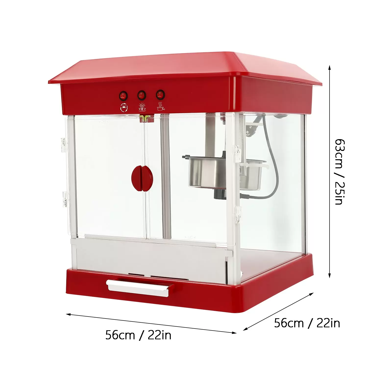 Popcornmaschine Profi Popcorn im Edelstahltopf Maispflücker 800W 220V Rot Popcornmaschine Profi Popcorn im Edelstahltopf Maispflücker 800W 220V Rot