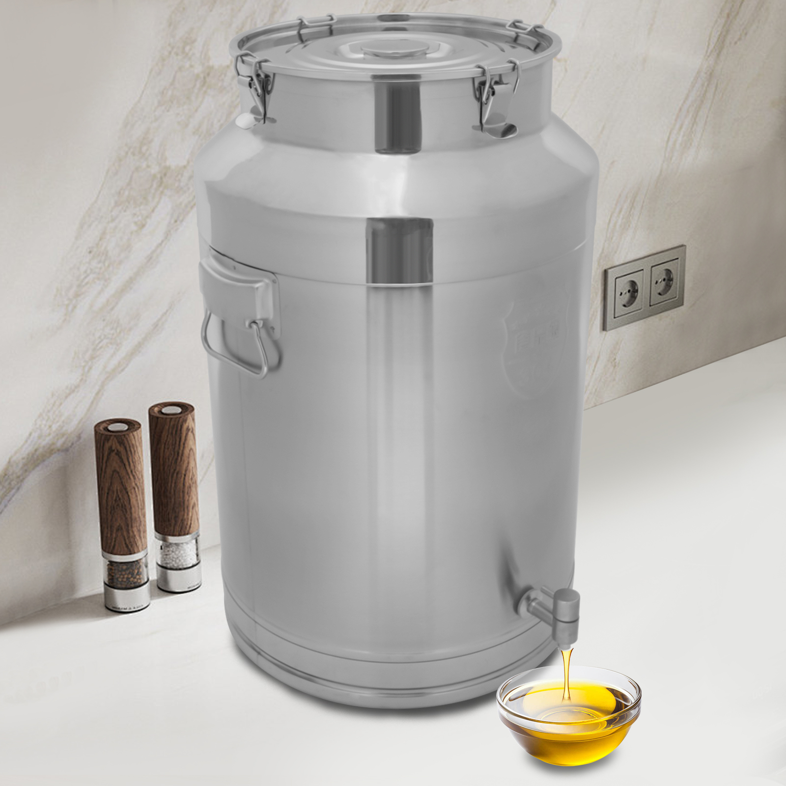 Milchkännchen aus Edelstahl 304, Milchkanne, versiegelter Eimer, mit Wasserhahn, 76 l