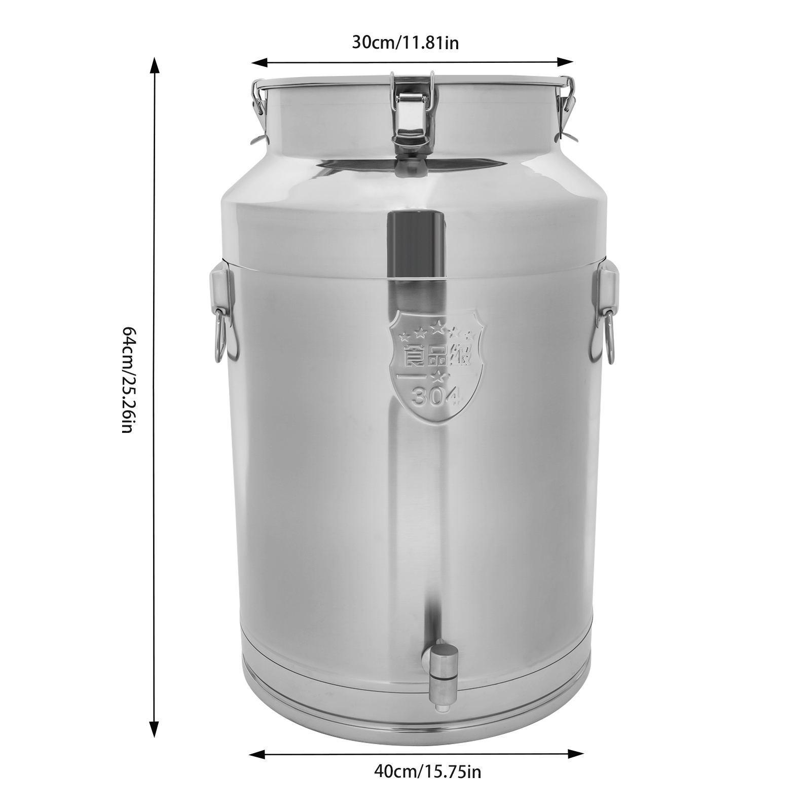 Milchkännchen aus Edelstahl 304, Milchkanne, versiegelter Eimer, mit Wasserhahn, 76 l
