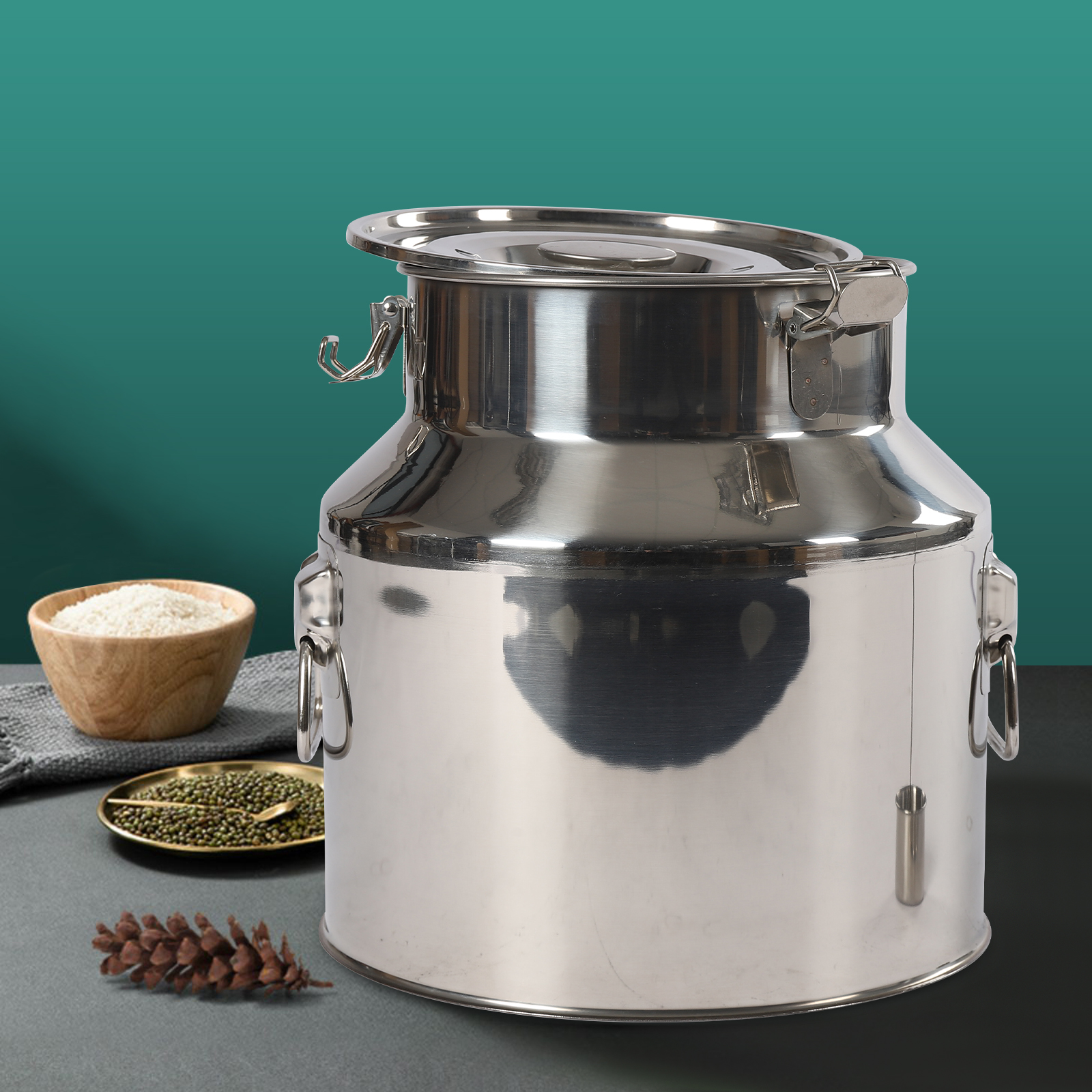 Milchkännchen aus Edelstahl, 22 l, 2,05 kg, auslaufsicherer Deckel