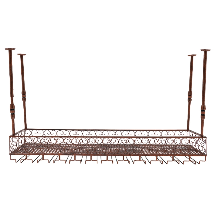 Flaschenregal zum Aufhängen, 120 cm, Karbonstahl, maximale Tragkraft 50 kg, bietet Platz für 24–36 Tassen, Bronze