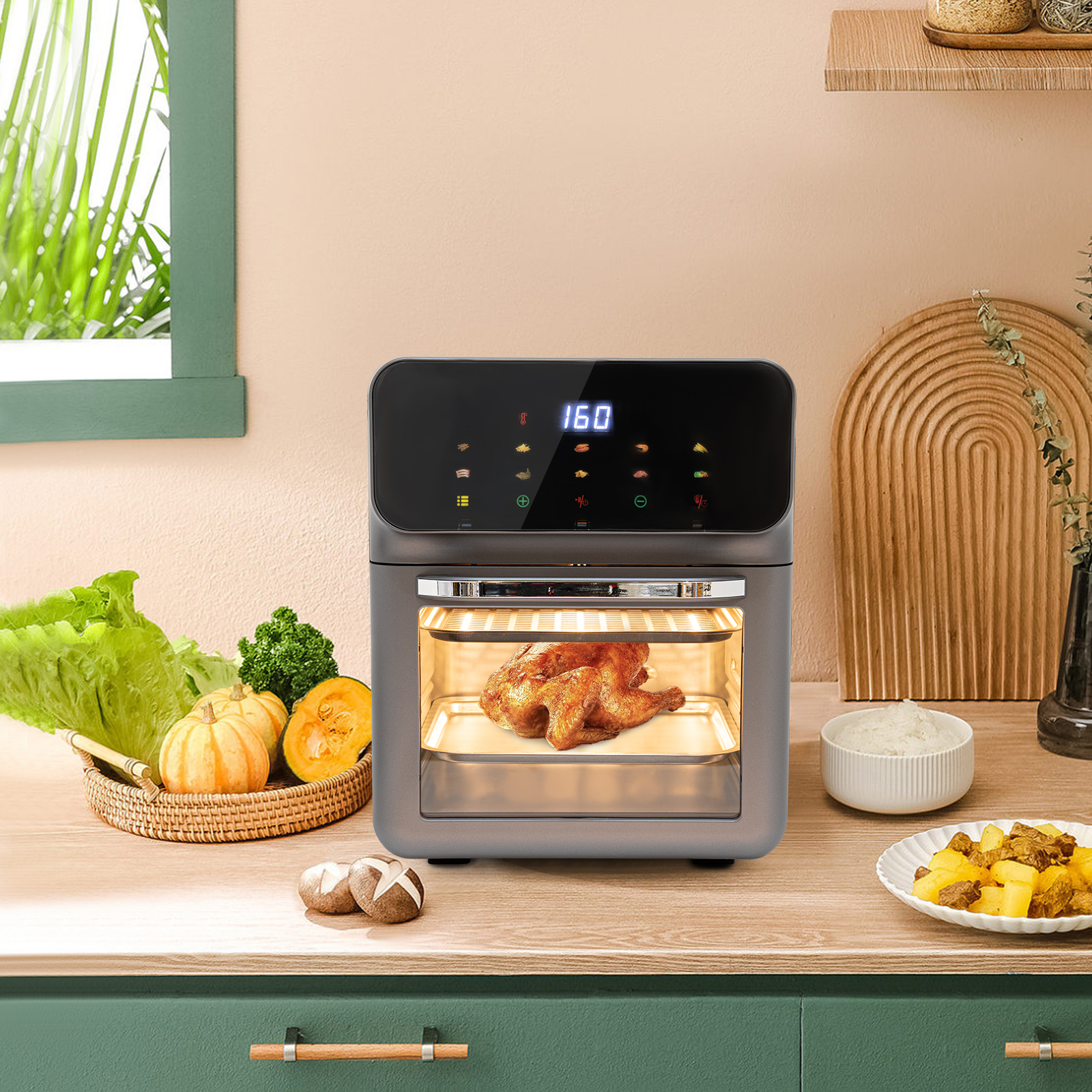 Elektrobackofen mit LCD-Touchscreen, Backofen mit Sichtfunktion, Elektrobackofen, schwarz Elektrobackofen mit LCD-Touchscreen, Backofen mit Sichtfunktion, Elektrobackofen, schwarz