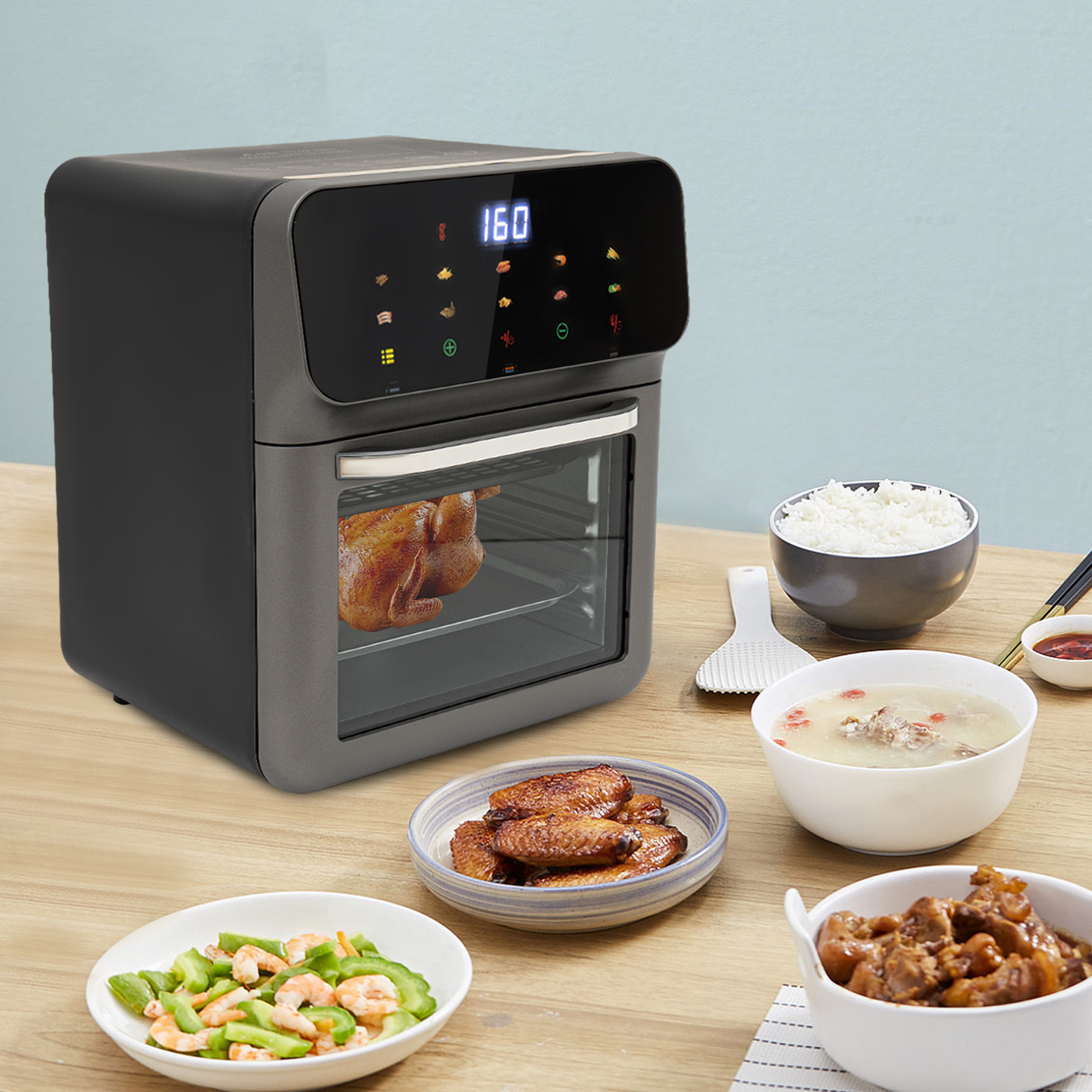 Elektrobackofen mit LCD-Touchscreen, Backofen mit Sichtfunktion, Elektrobackofen, schwarz Elektrobackofen mit LCD-Touchscreen, Backofen mit Sichtfunktion, Elektrobackofen, schwarz