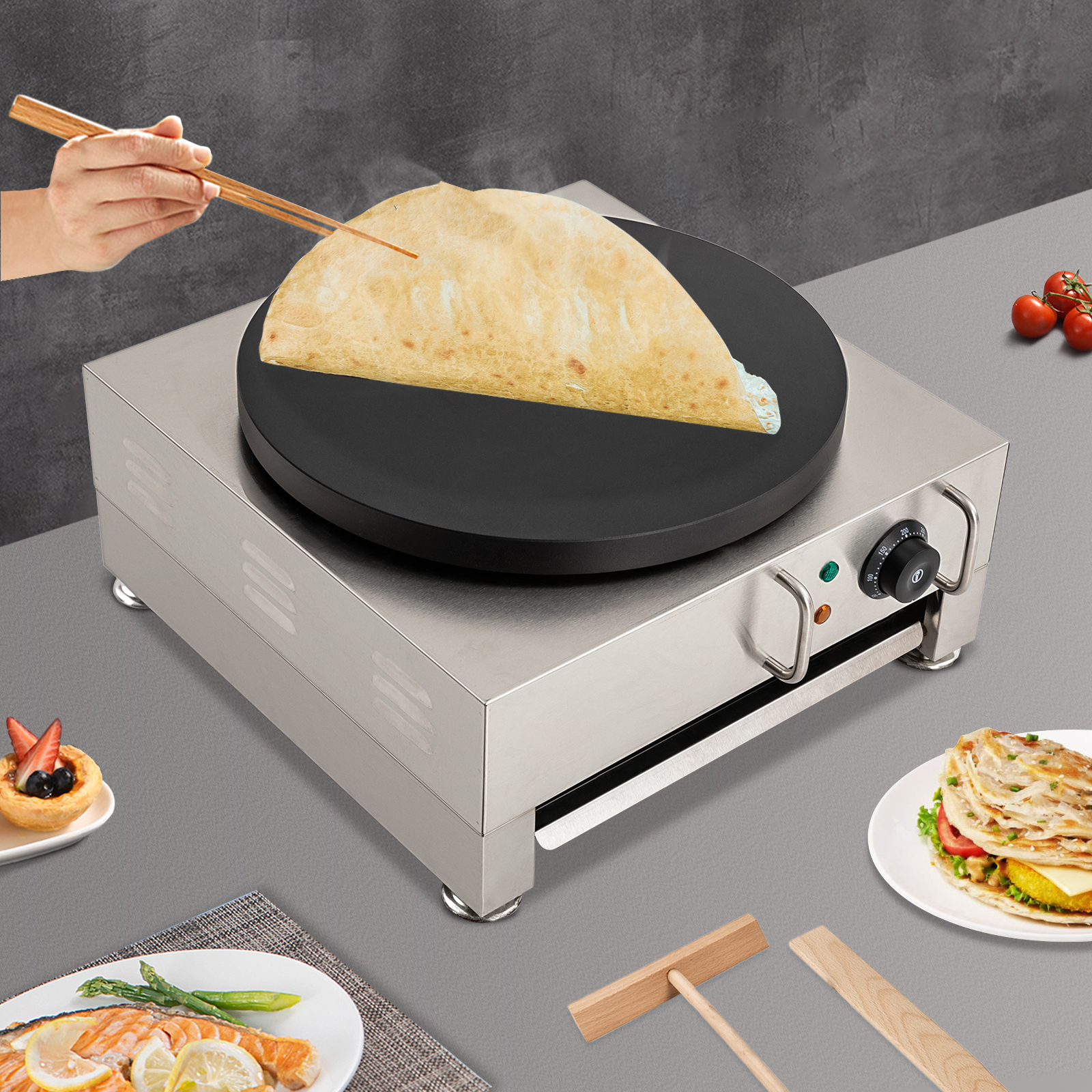 Elektrischer Pfannkuchenmaker, 16-Zoll-Pfannkuchenmaker, Crêpe-Holzgrill, 1,65 kW, für den Einsatz in Küchen, Restaurants, Convenience Stores, Dessertläden, Snackbars Elektrischer Pfannkuchenmaker, 16-Zoll-Pfannkuchenmaker, Crêpe-Holzgrill, 1,65 kW, für den Einsatz in Küchen, Restaurants, Convenience Stores, Dessertläden, Snackbars