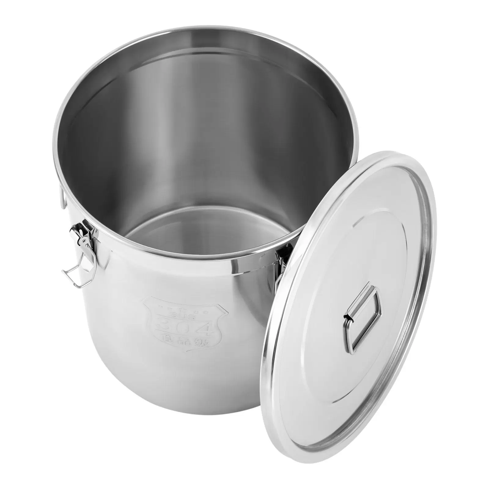 Luftdichter Küchenbehälter 48L 304 Edelstahl Müsli Mehlbehälter mit 4 Verschlussklammern Silber
