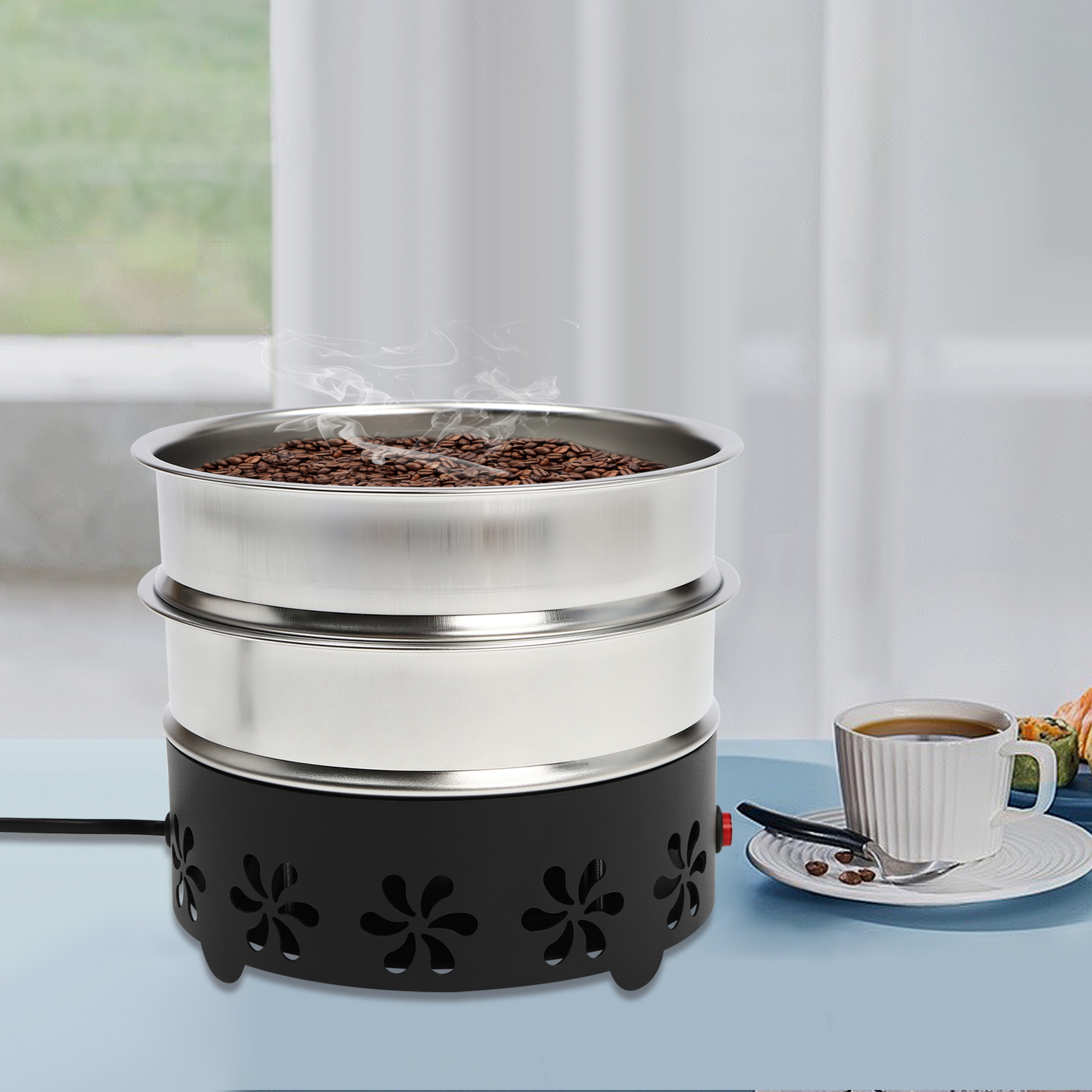 Elektronischer Kaffeebohnenkühler mit großem Fassungsvermögen und zweilagigem 304 Edelstahlgewebe