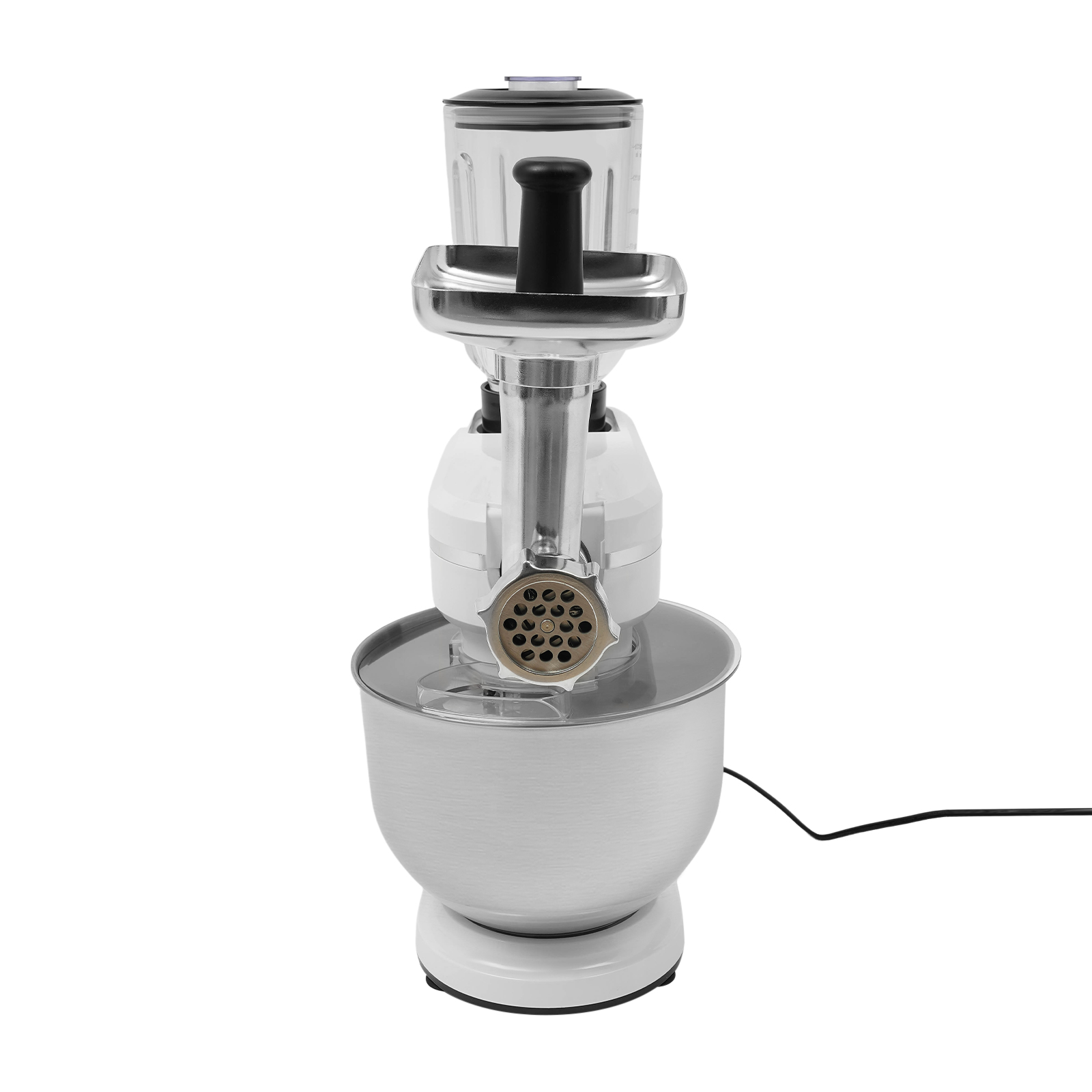 Teigmixer, Fleischwolf, Standmixer, 1500 W, Edelstahl, 6 l, weiß, 6 + 1 Geschwindigkeitsoptionen