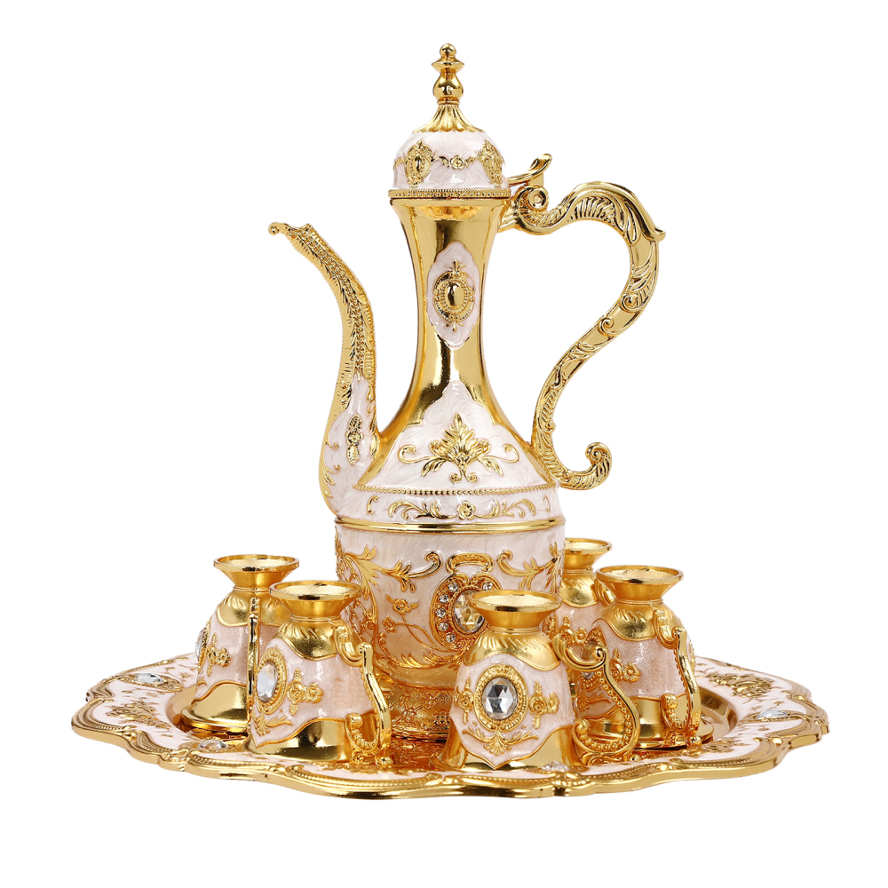 Türkisches Teeservice, antikes türkisches Kaffeeservice mit Kanne und 6 Tassen für Wohndekoration, Geburtstag, Weihnachten, Einweihungsparty und