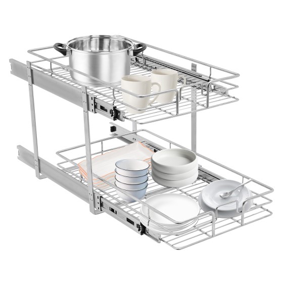 Ausziehbarer Schrank-Organisator, 2-Tier-Schrank ausziehbare Regale