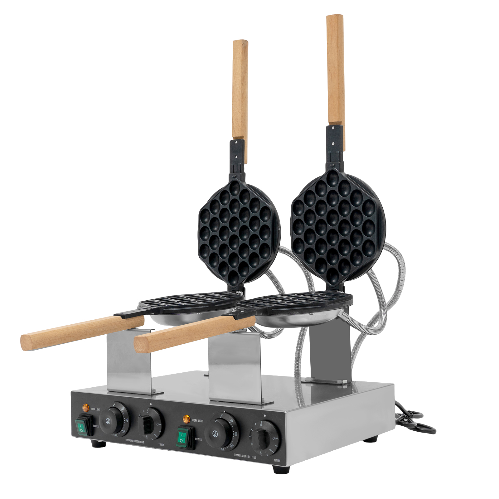 Doppelkopf-Waben-Eiwaffelmaschine, Kommerzielle Eiwaffelmaschine, Waffelmaschine aus Edelstahl