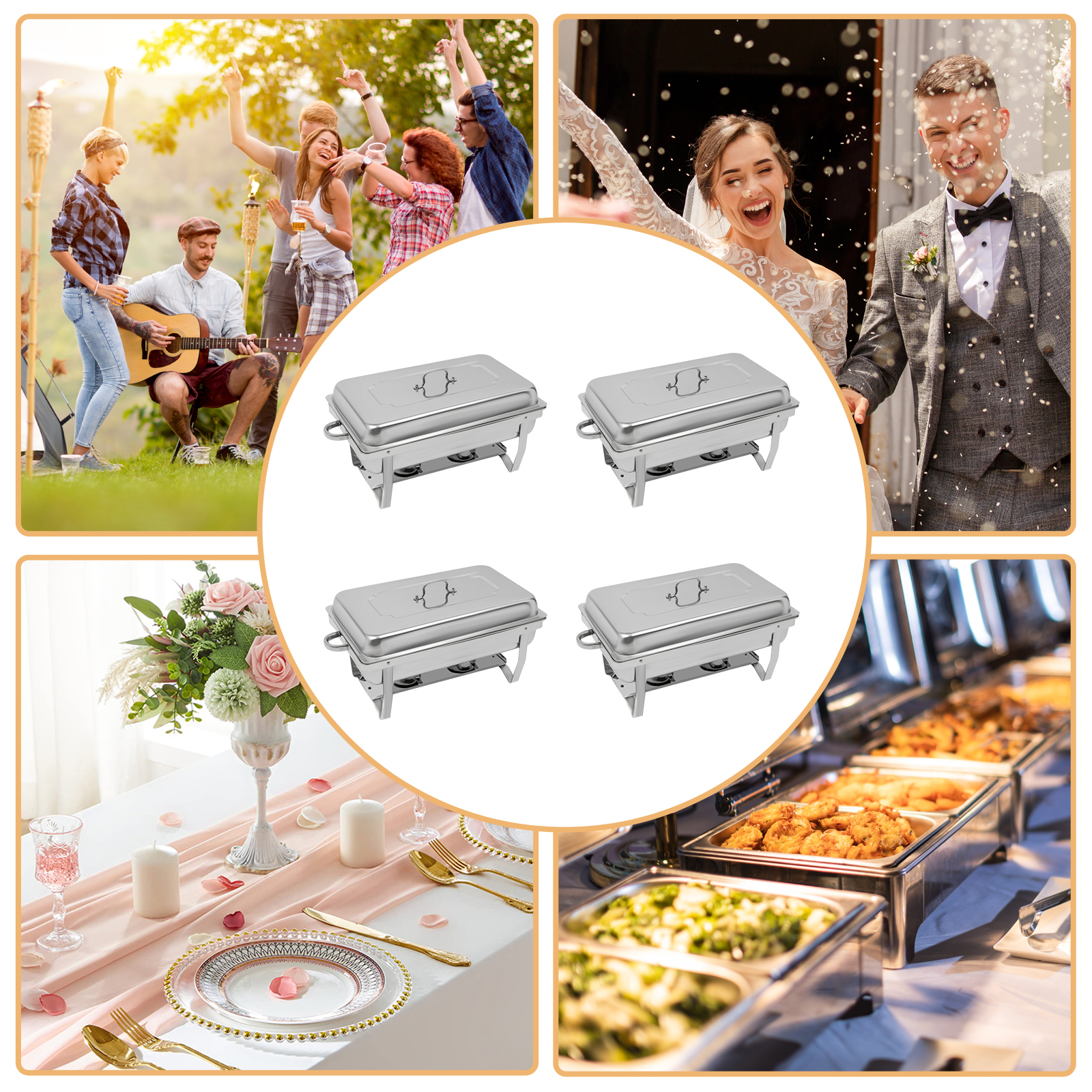 4-teiliges Chafing Dish Buffetwärmer-Set Buffetserver und Wärmer