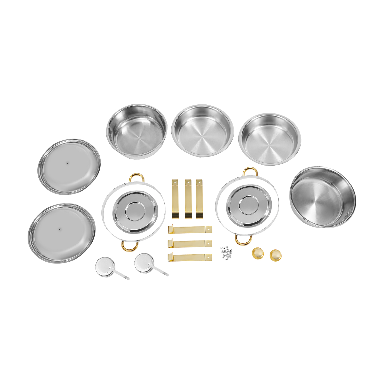 2pcs 4.5L Chafing Dish Buffet Set, Chafing Dish Set, Buffet Dishes Warming Set - Gold