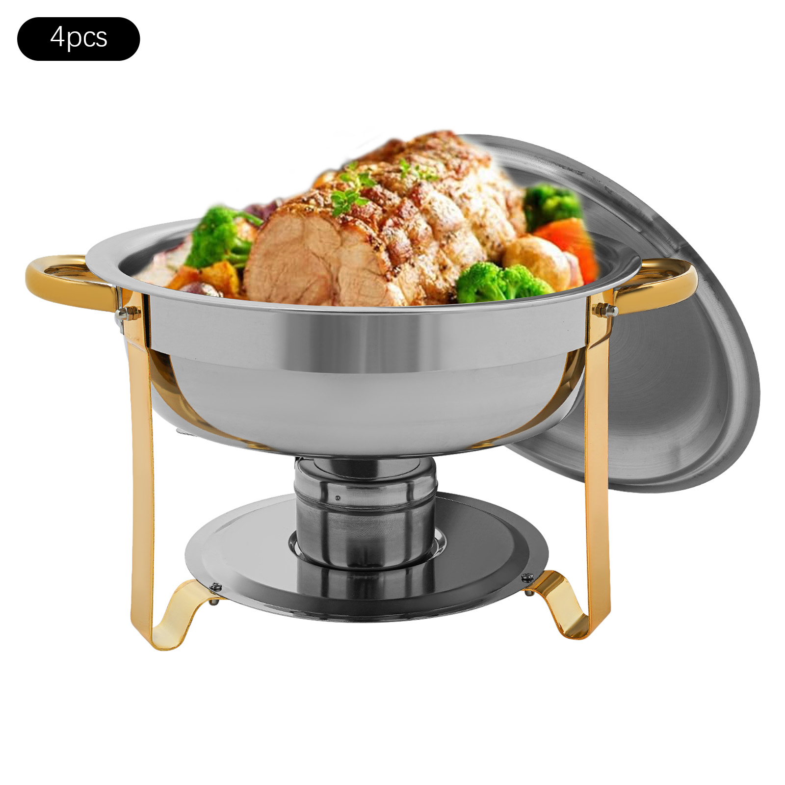 4pcs Chafing Dish Buffet Set, Buffet Dishes Warming Set for Restaurants, Buffets, Hotels - Gold