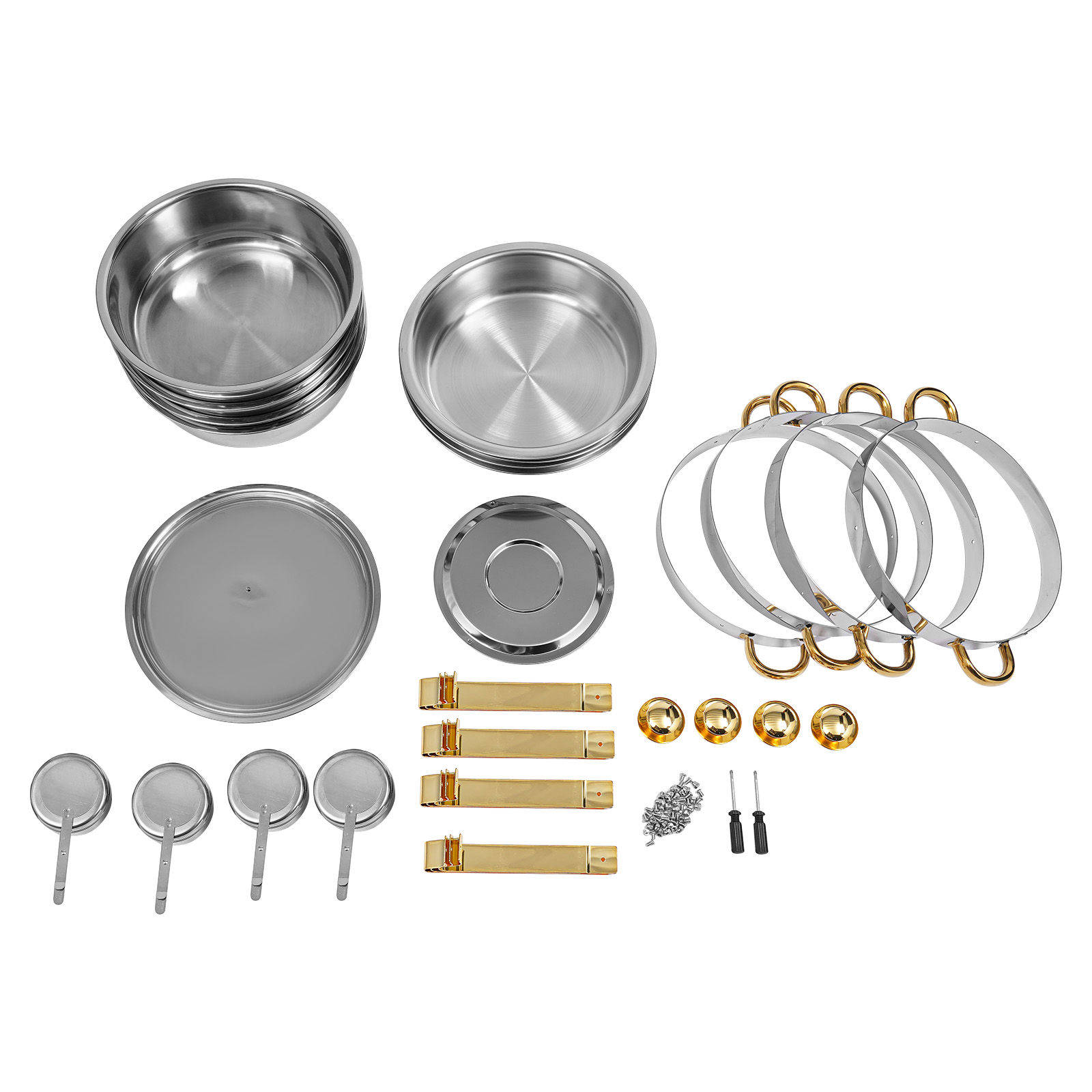 4pcs Chafing Dish Buffet Set, Buffet Dishes Warming Set for Restaurants, Buffets, Hotels - Gold 4pcs Chafing Dish Buffet Set, Buffet Dishes Warming Set for Restaurants, Buffets, Hotels - Gold