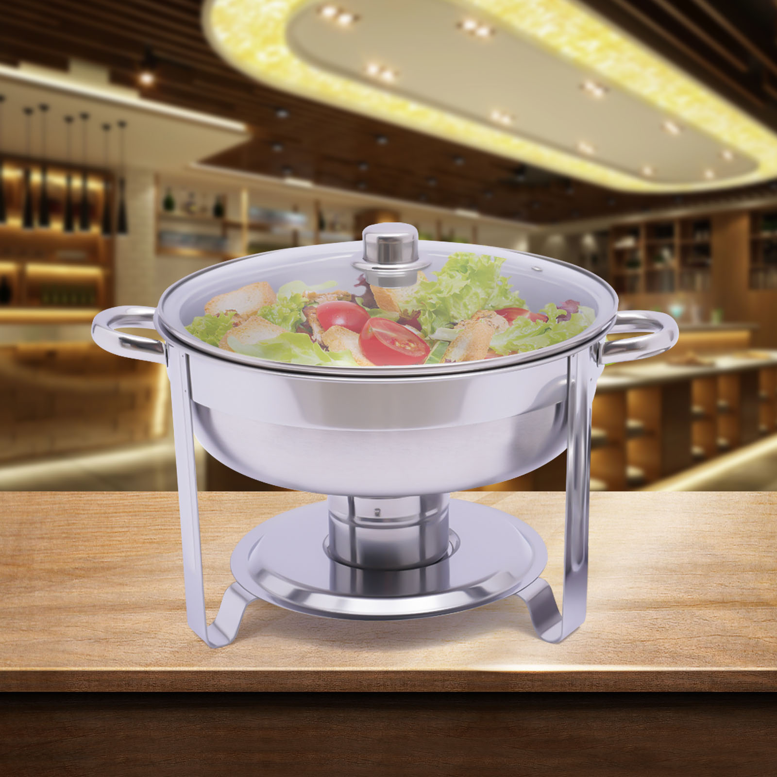 3,5 l Edelstahl-Buffetwärmer-Set mit Deckel, Speisenwärmer, rund, 42 x 30 cm 3,5 l Edelstahl-Buffetwärmer-Set mit Deckel, Speisenwärmer, rund, 42 x 30 cm