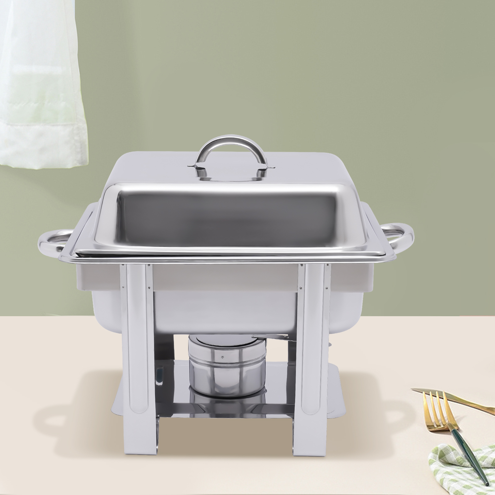 CNCEST Edelstahl Speisenwärmer 1/2 Warmhaltebehälter Chafing Dish 4,0 Liter