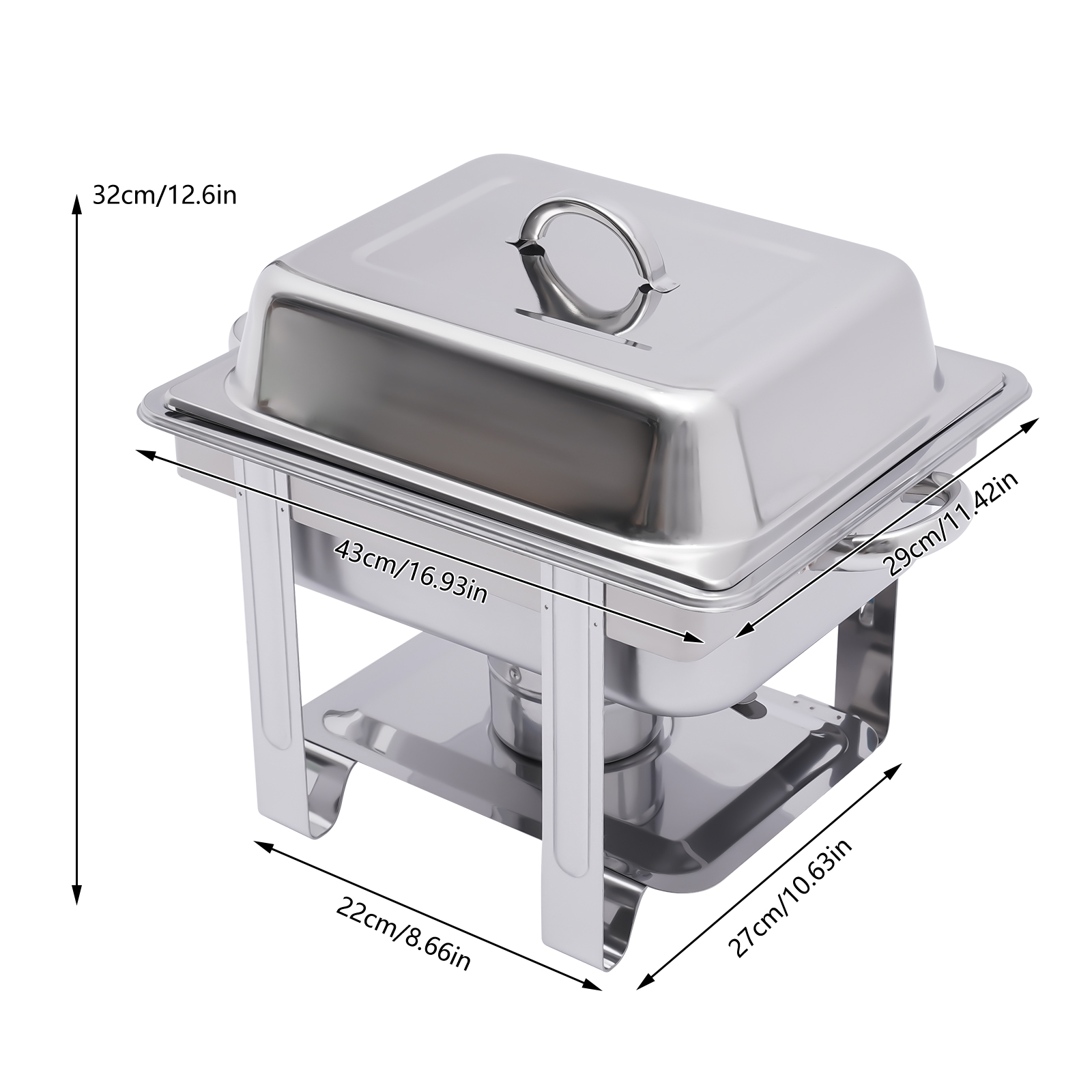 CNCEST Edelstahl Speisenwärmer 1/2 Warmhaltebehälter Chafing Dish 4,0 Liter