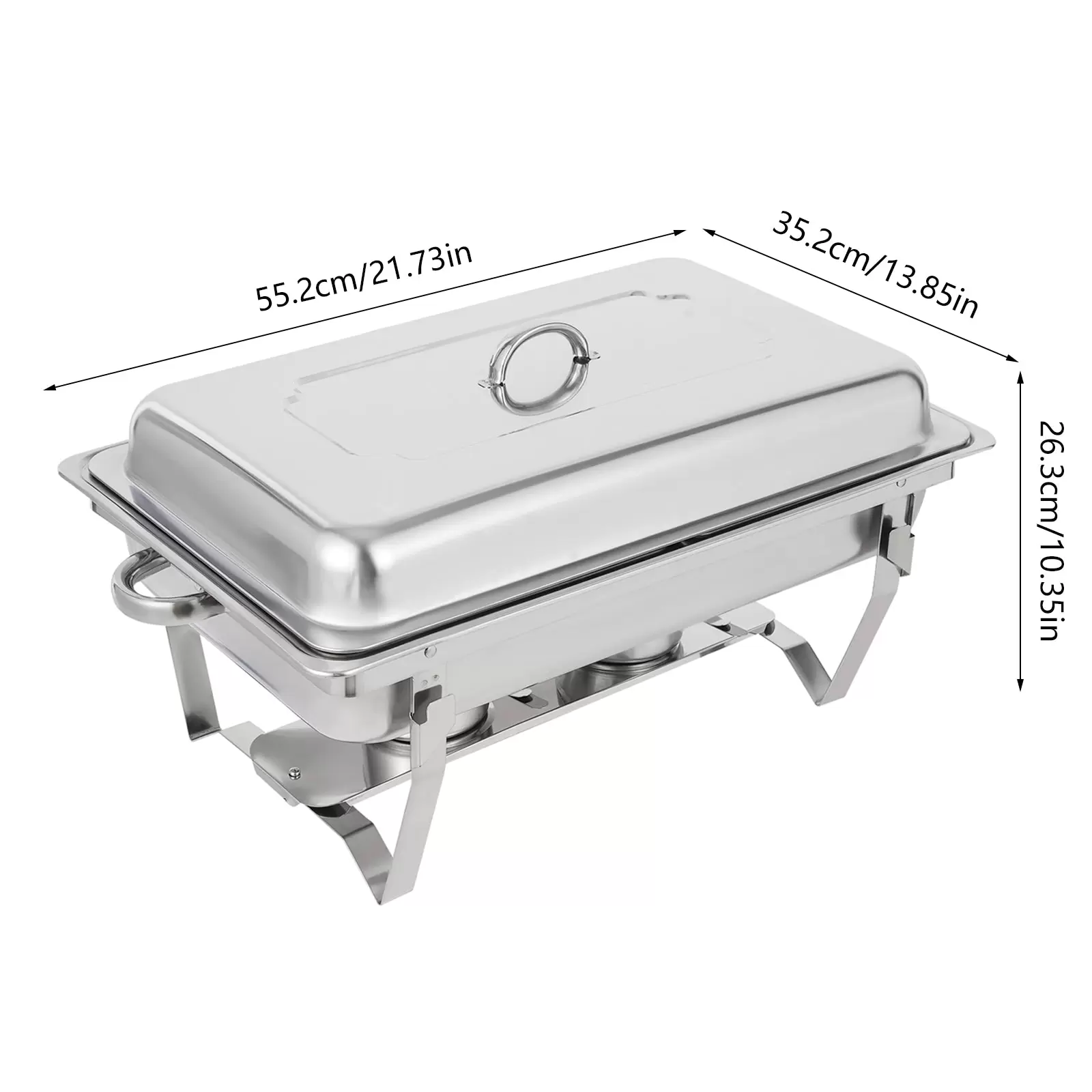 Buffet-Set aus Edelstahl mit klappbaren Ablagen, je 4,76 Liter, Silber