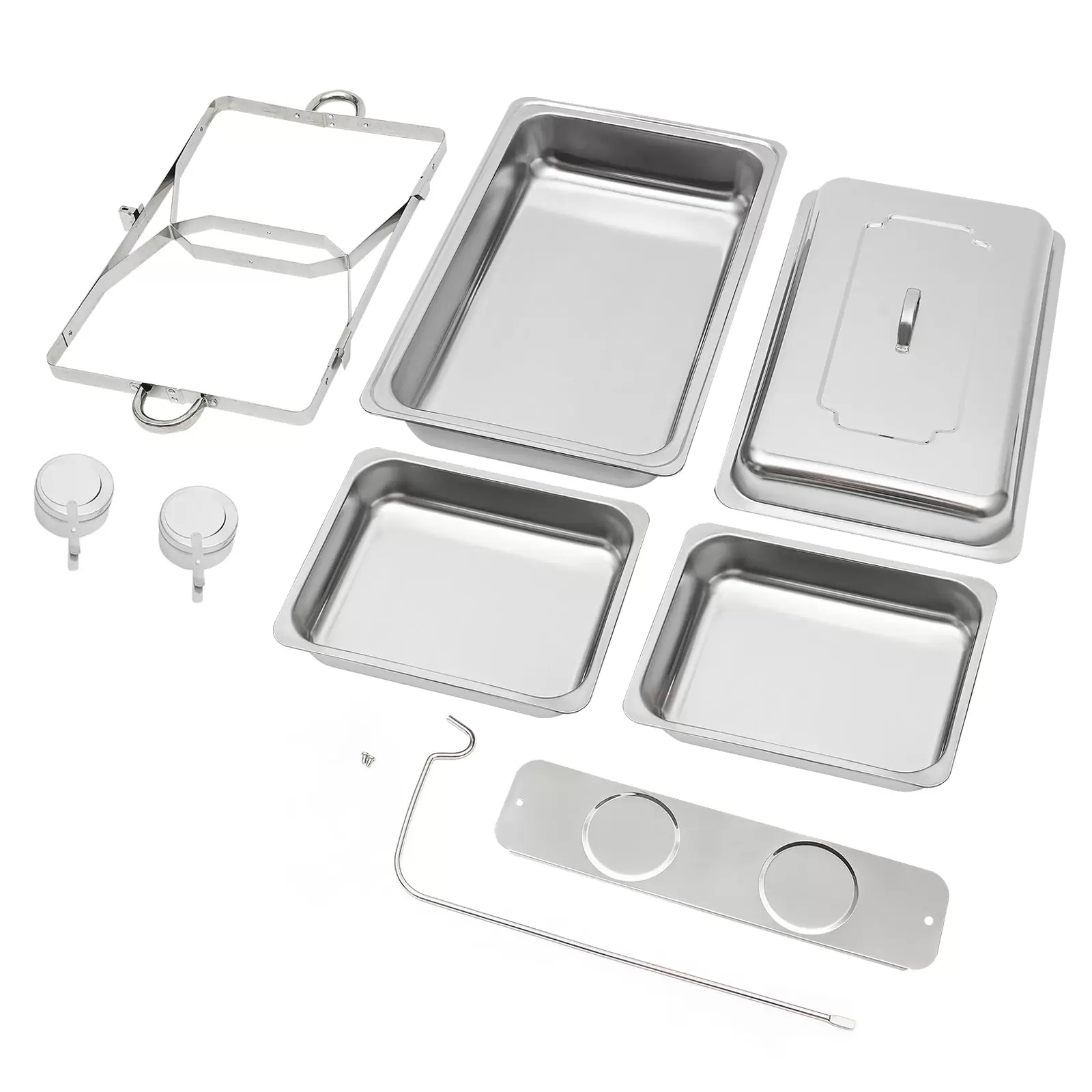 Buffet-Set aus Edelstahl mit klappbaren Ablagen, je 4,76 Liter, Silber