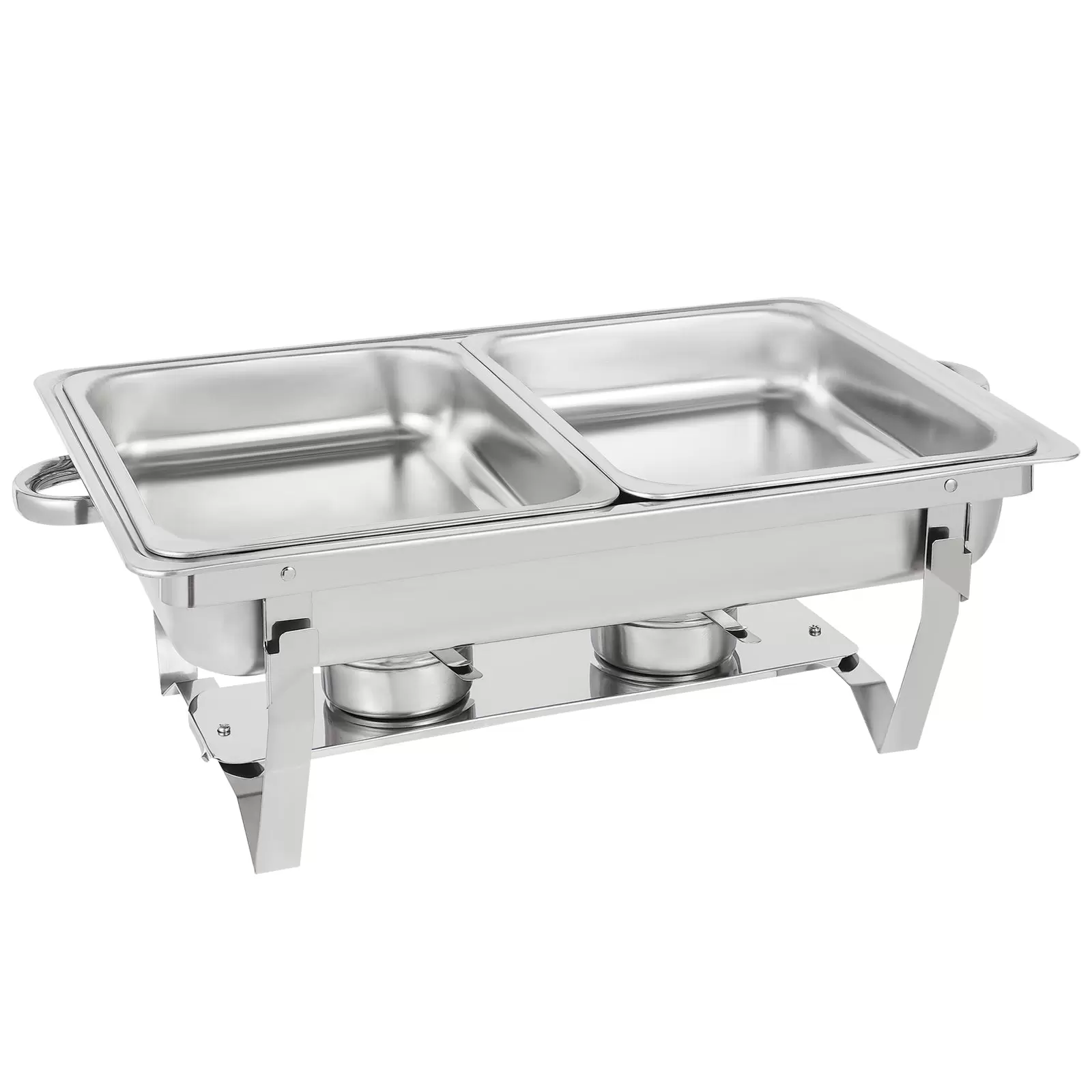 Buffet-Set aus Edelstahl mit klappbaren Ablagen, je 4,76 Liter, Silber