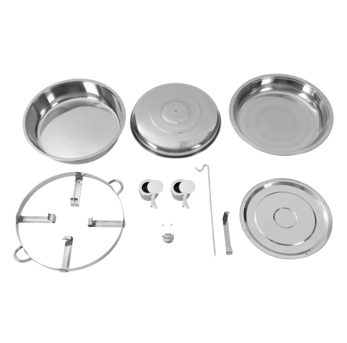 Runder Deckenkocher aus Edelstahl, 9 l, für Buffets, Partys und Catering, Silber, 59 x 30 cm Runder Deckenkocher aus Edelstahl, 9 l, für Buffets, Partys und Catering, Silber, 59 x 30 cm
