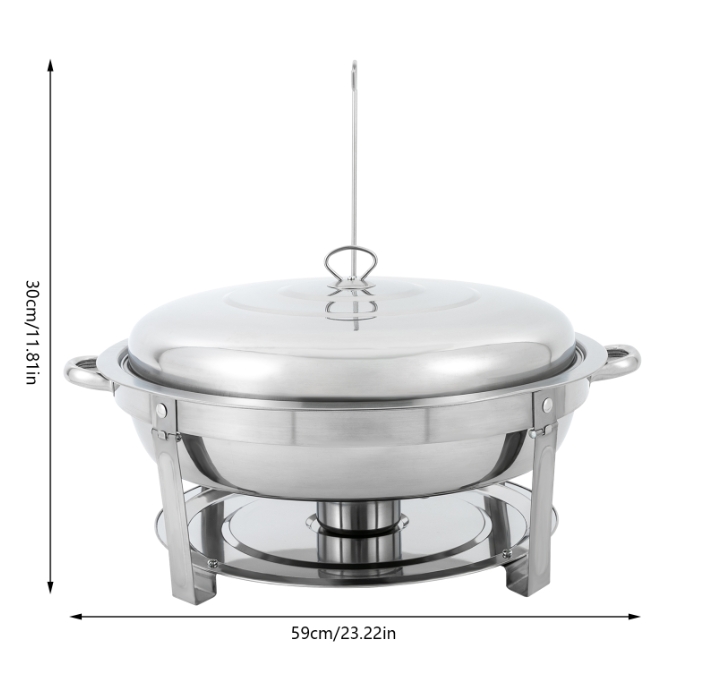 Runder Deckenkocher aus Edelstahl, 9 l, für Buffets, Partys und Catering, Silber, 59 x 30 cm Runder Deckenkocher aus Edelstahl, 9 l, für Buffets, Partys und Catering, Silber, 59 x 30 cm