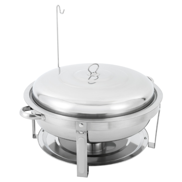 Runder Deckenkocher aus Edelstahl, 9 l, für Buffets, Partys und Catering, Silber, 59 x 30 cm