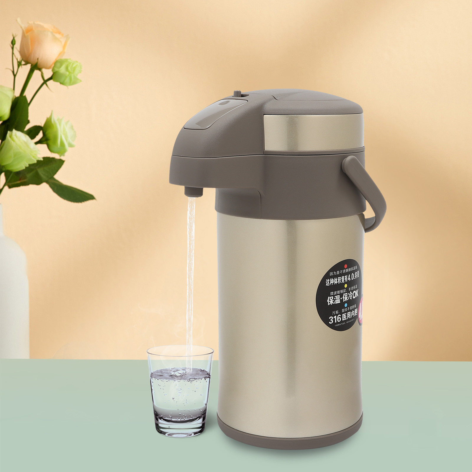 4L Pumpkessel Isolierflasche Kaffeemaschine Trinker