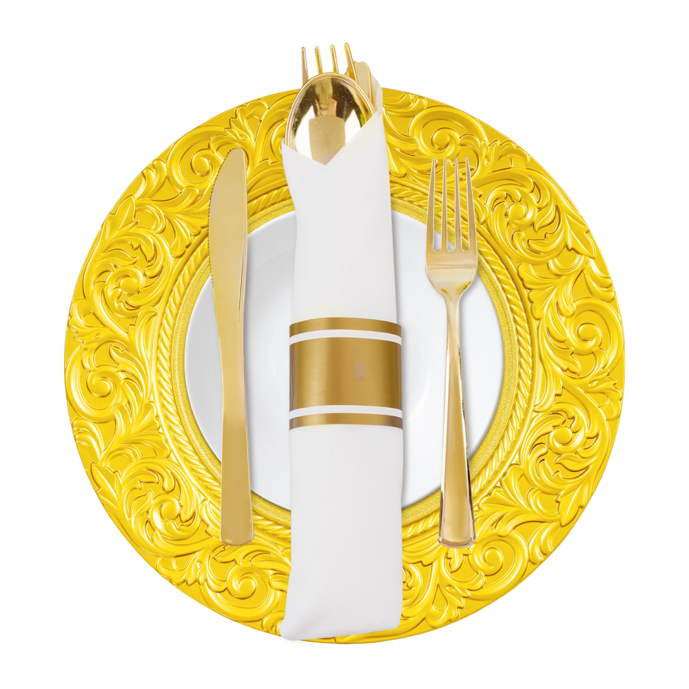 24-teiliges Teller-Set, runde Teller mit 33 cm Durchmesser, wiederverwendbar für Geburtstagsfeiern, Hochzeiten, Bankette und
