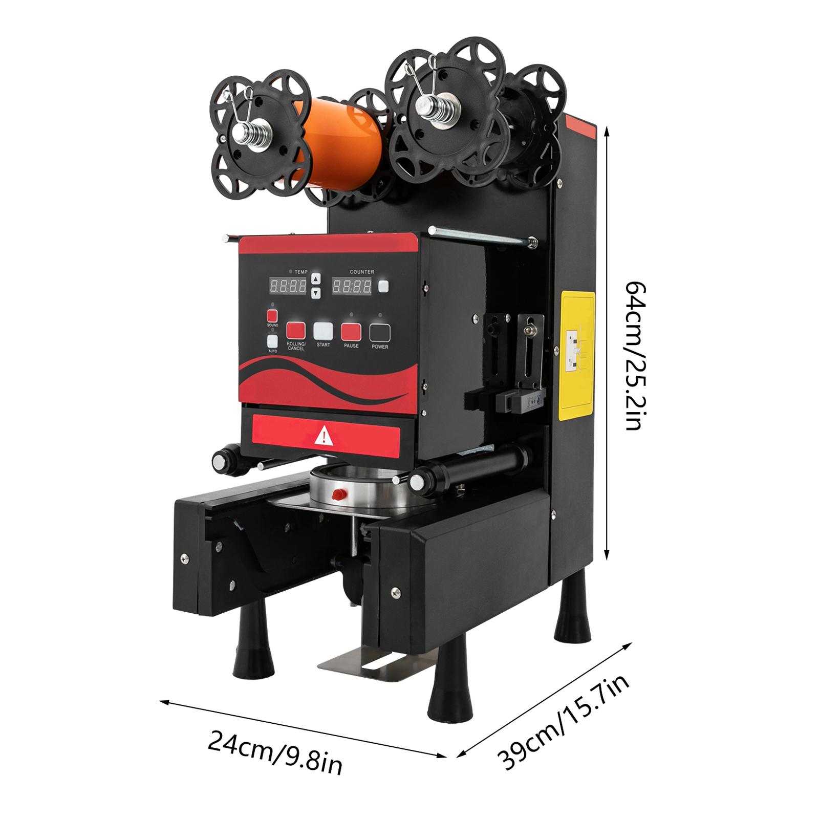 Automatische Versiegelungsmaschine, Milchtee-Versiegelungsmaschine für PP, PE, PET, PS, PVC und Pappbecher, 350 W, 220 V, Schwarz