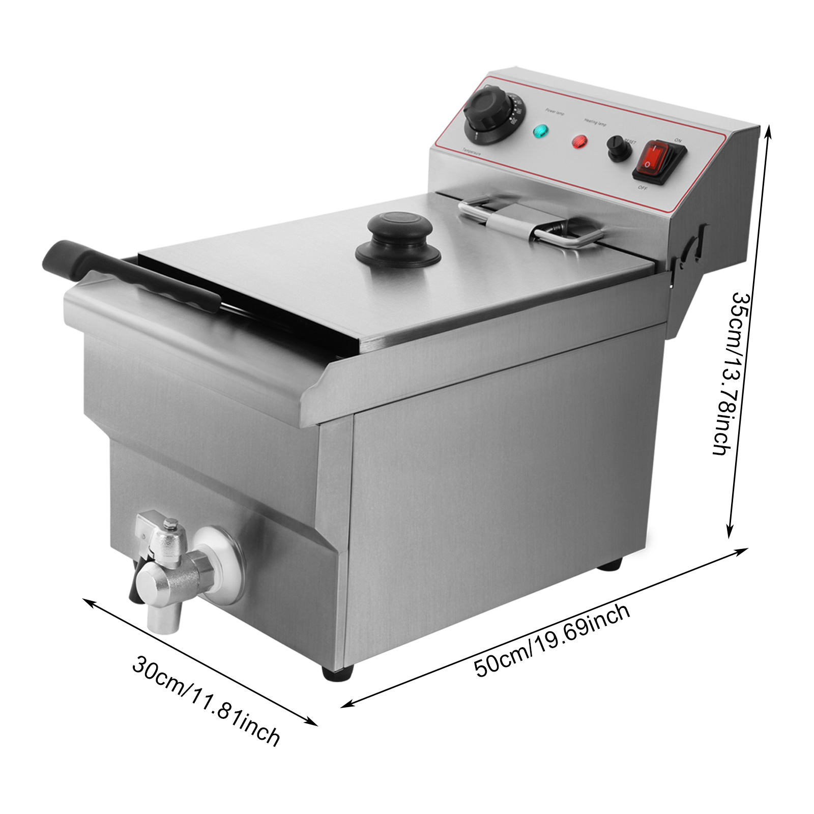 10L 220V Electric Fryer, Kitchen Fryer with Basket, Large Capacity Electric Fryer for French Fries, Spring Rolls