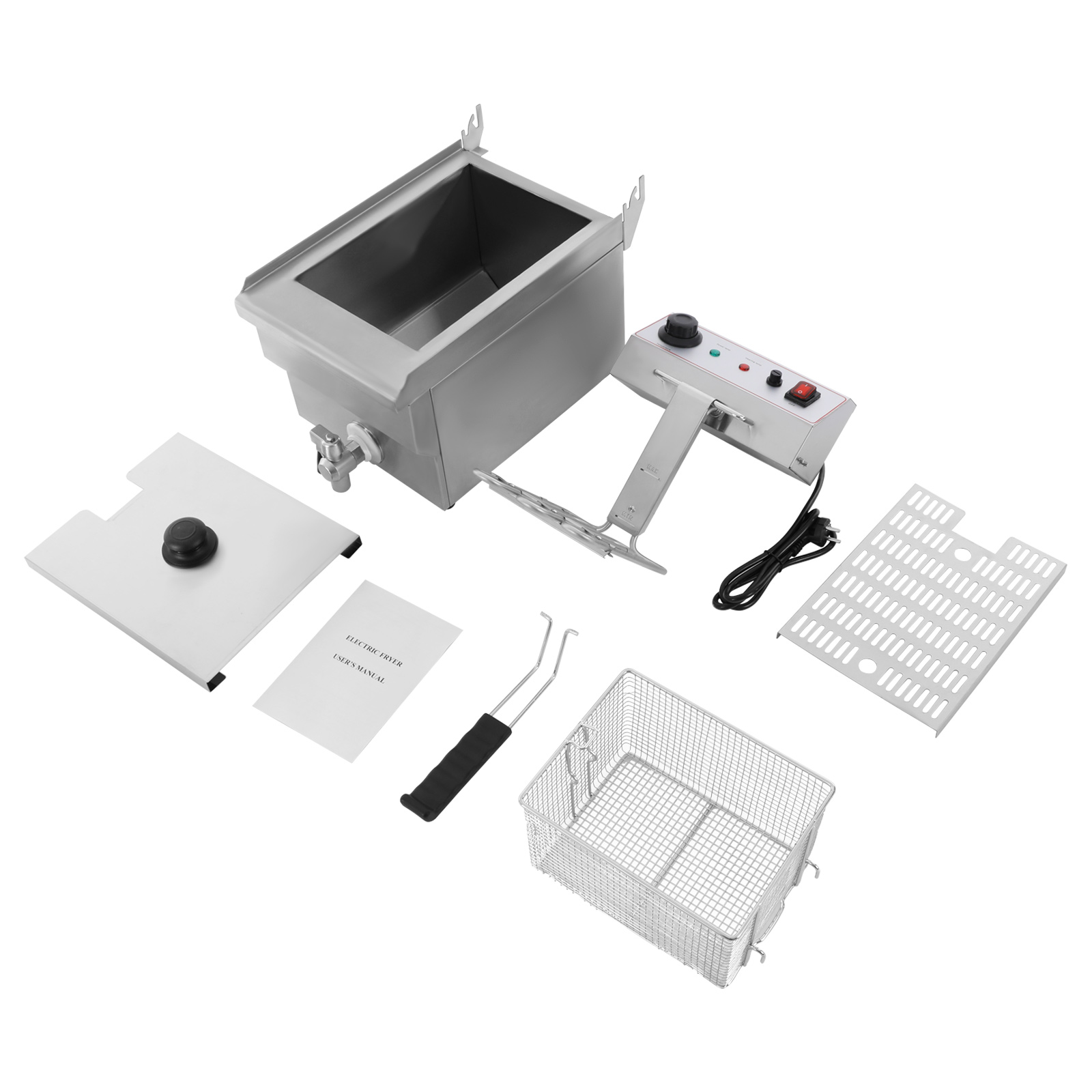 10L 220V Electric Fryer, Kitchen Fryer with Basket, Large Capacity Electric Fryer for French Fries, Spring Rolls