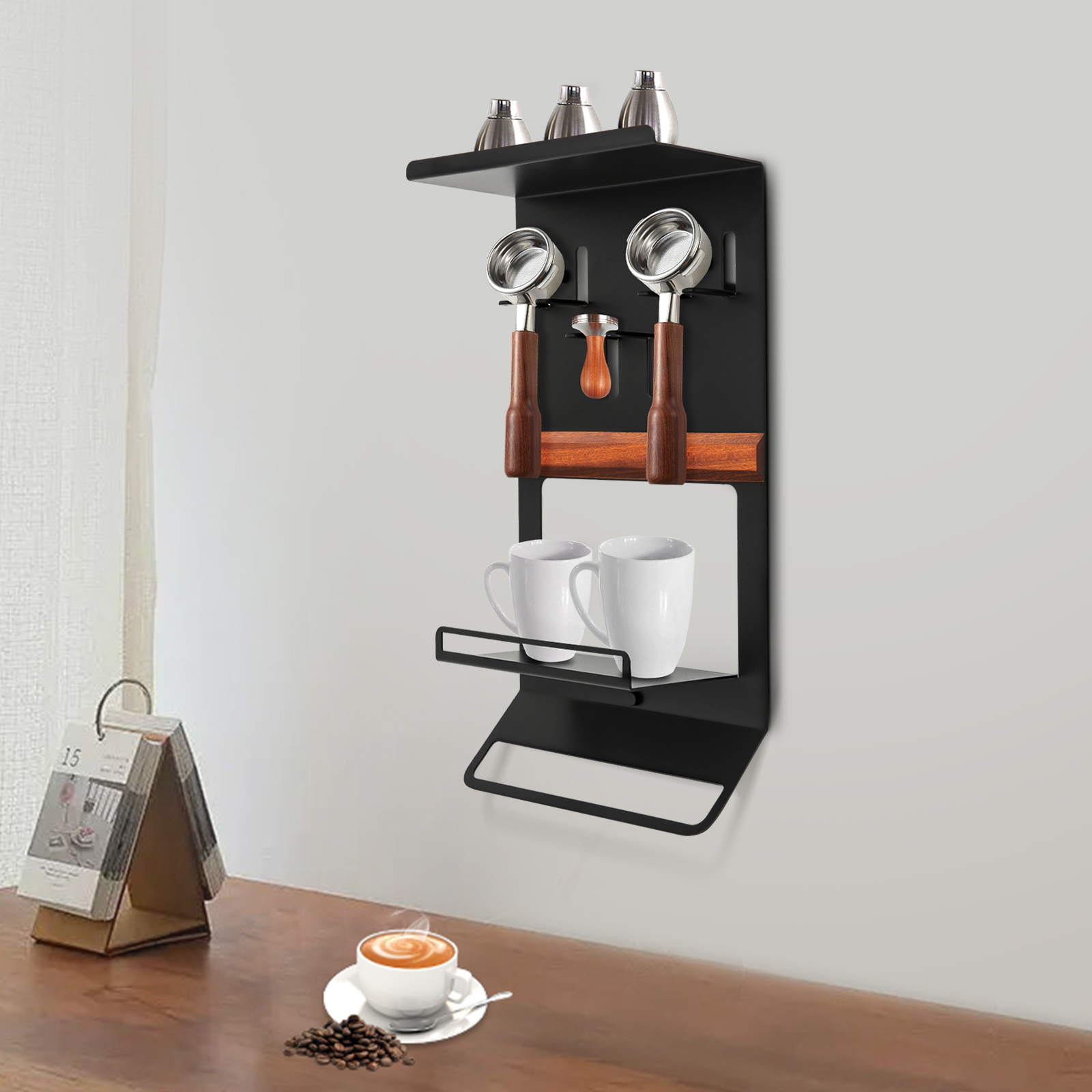 Wandmontiertes Kaffeezubehörregal, Regal für Kaffeezubehör, Aufbewahrungsregal für Kaffeeutensilien