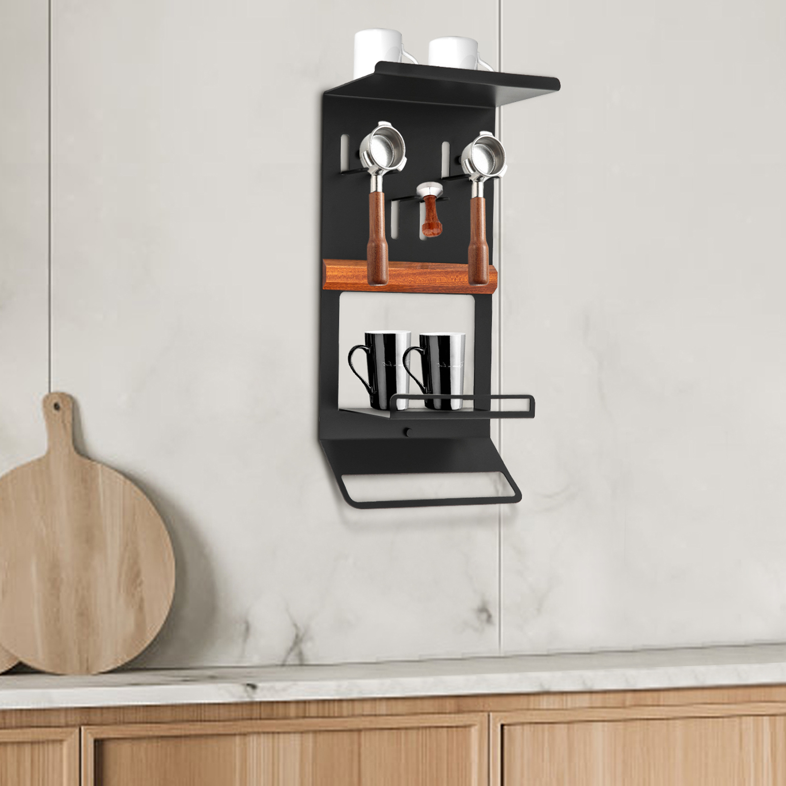 Wandmontiertes Kaffeezubehörregal, Regal für Kaffeezubehör, Aufbewahrungsregal für Kaffeeutensilien