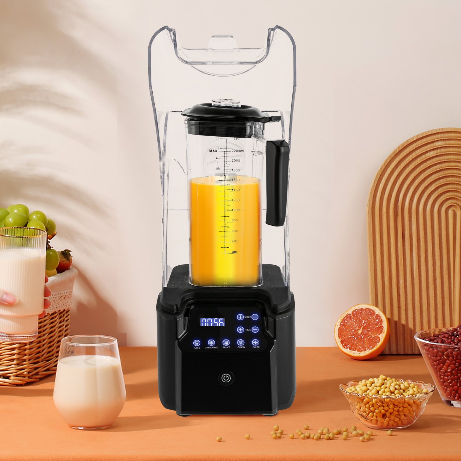 9 Gänge 2200W Standmixer Edelstahl Ice Crusher Smoothie Maker Universal Mixer